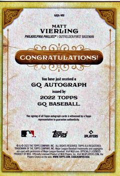 2022 Topps Gypsy Queen Matt Vierling Autograph #GQA-MV Philadelphia Phillies
