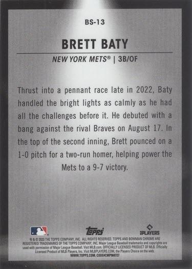 2023 Topps Bowman Spotlights Brett Baty #BS-13 New York Mets