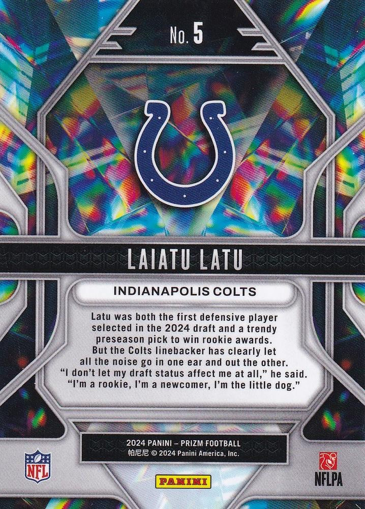 2024 Panini Prizm Prizmatic Laiatu Latu RC #5 Indianapolis Colts