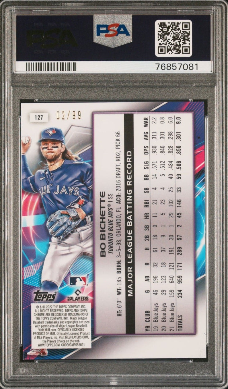 2022 Topps Cosmic Bo Bichette Blue /99 #127 Toronto Blue Jays PSA 9