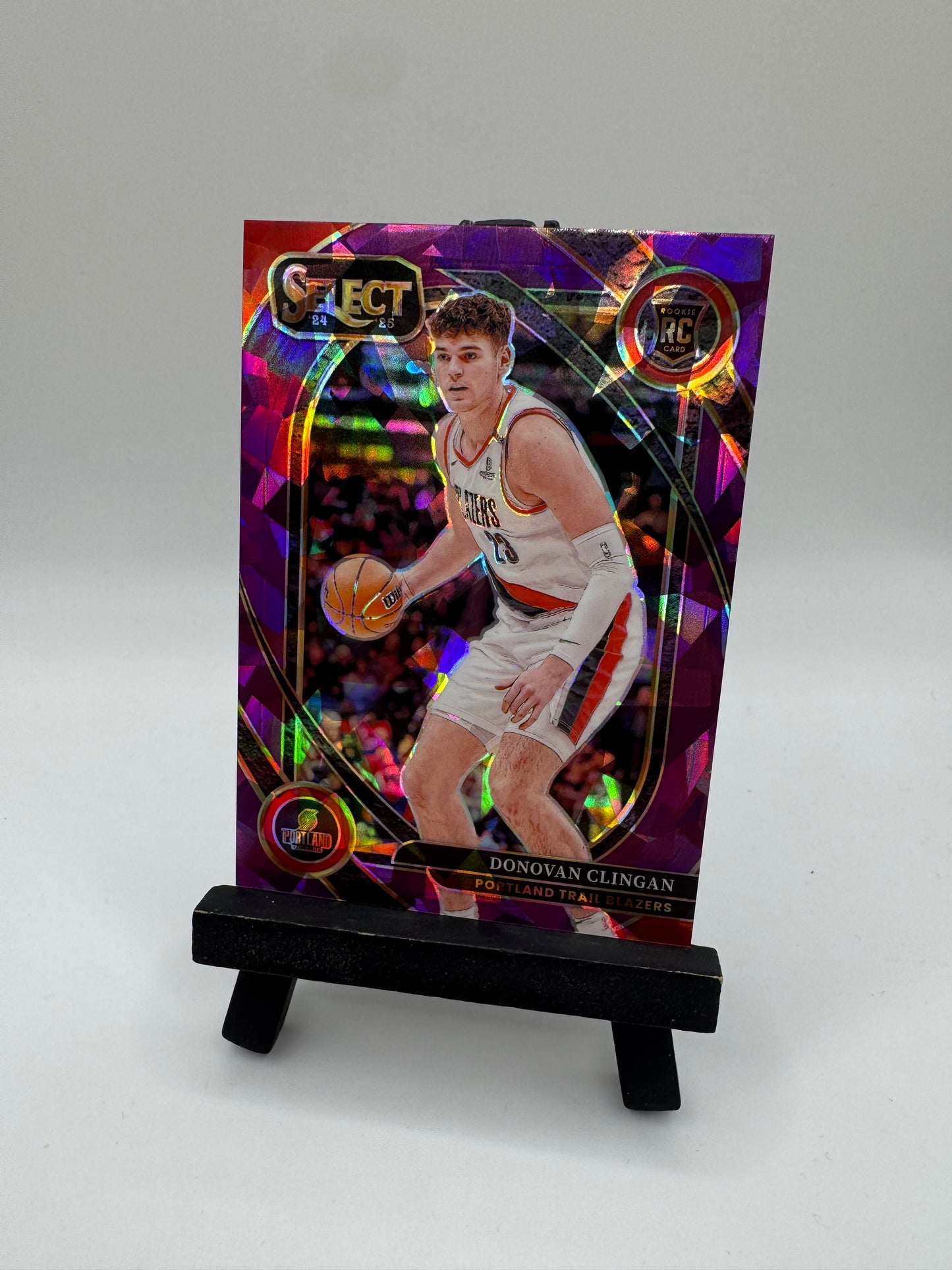 2024 Panini Select NBA Purple Cracked Ice /99 Donovan Clingan RC #270 Portland Trail Blazers