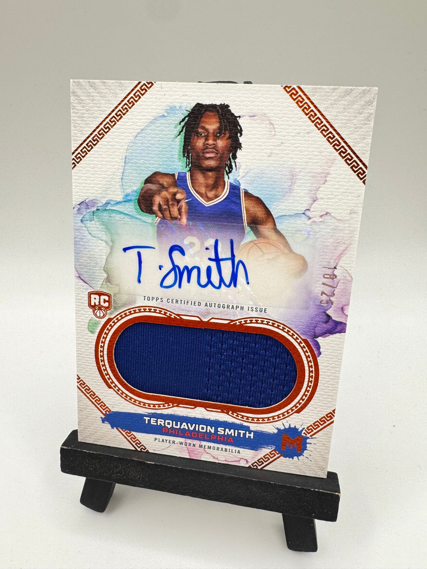2024 Topps Motif RPA Patch Autograph /25 Terquavion Smith RC #124 Philadelphia 76ers