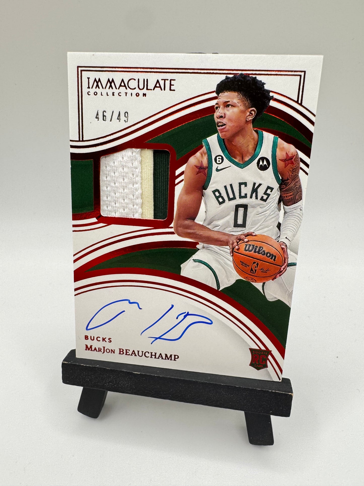 2022 Panini Immaculate RPA Patch Autograph /49 MarJon Beauchamp RC #111 Milwaukee Bucks