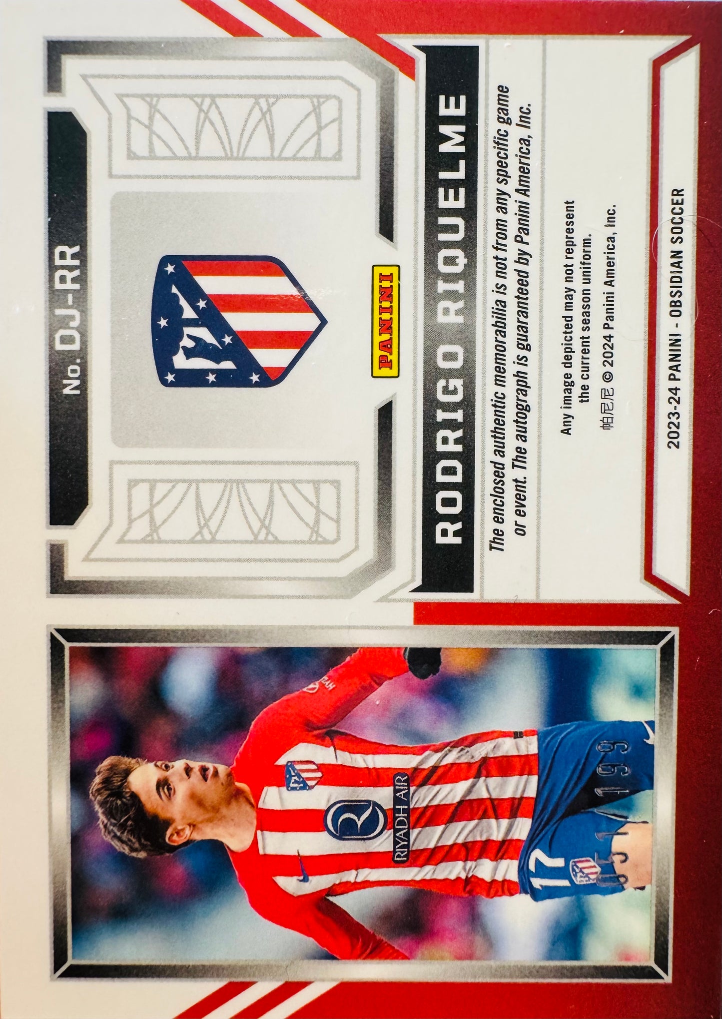 2023 Panini Obsidian Patch Autograph Rodrigo Riquelme /199 #DJ-RR Atletico Madrid