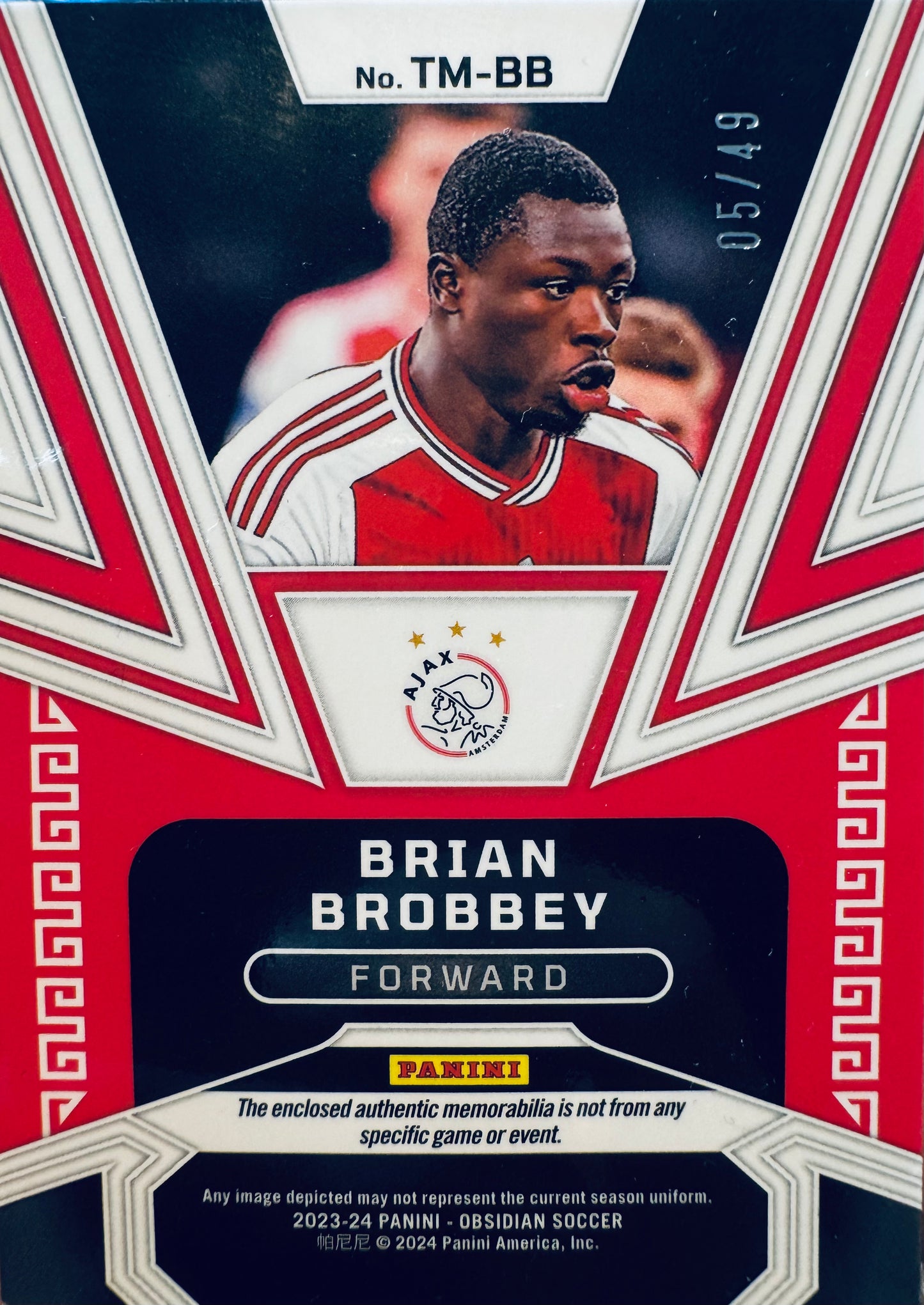 2023 Panini Obsidian Trifecta Patch Brian Brobbey /49 #TM-BB Ajax