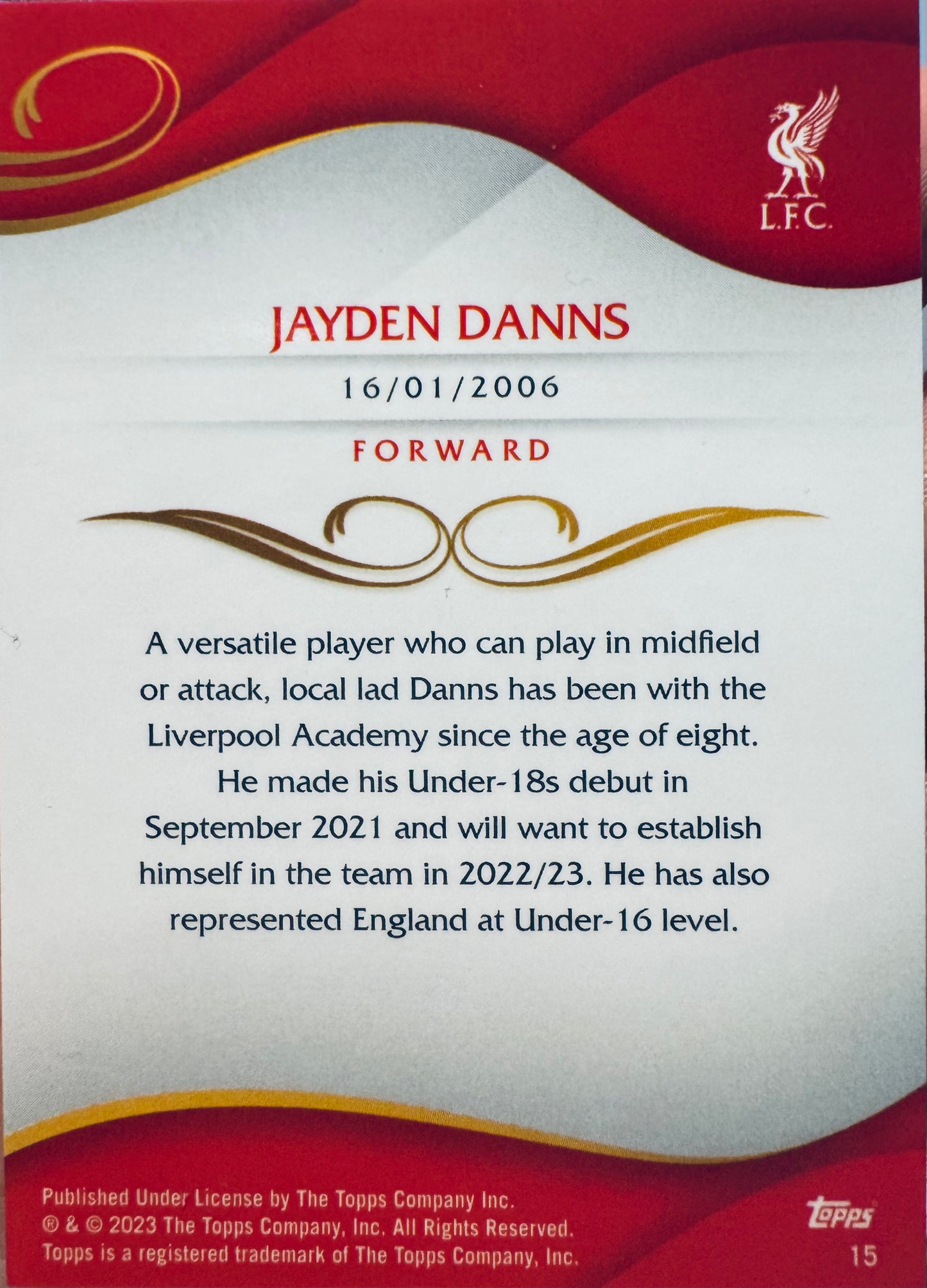 2022 Topps Lineage 1st Bowman Jayden Danns #15 Liverpool