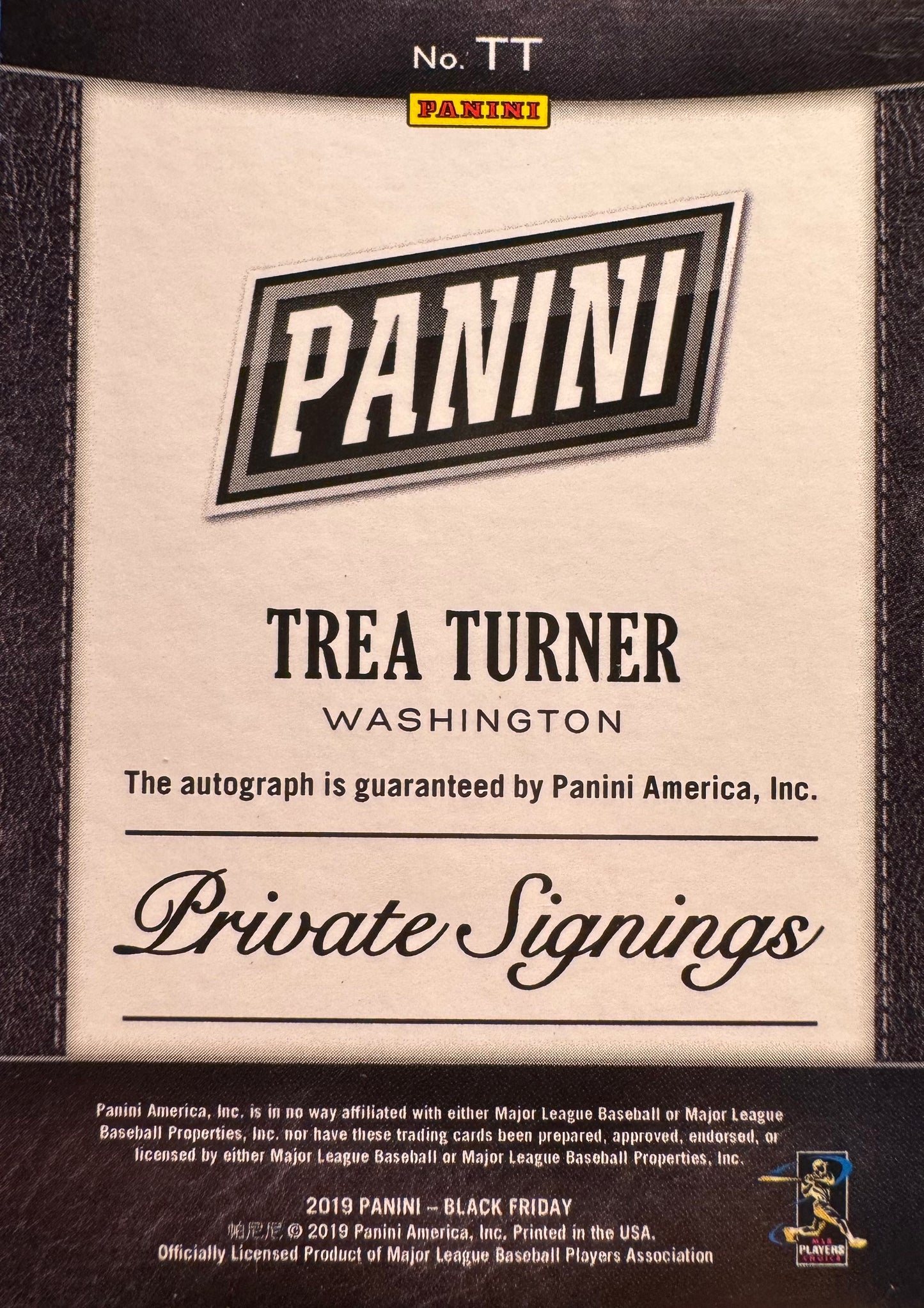 2019 Panini Black Friday Trea Turner autograph /50 #TT Washington Nationals