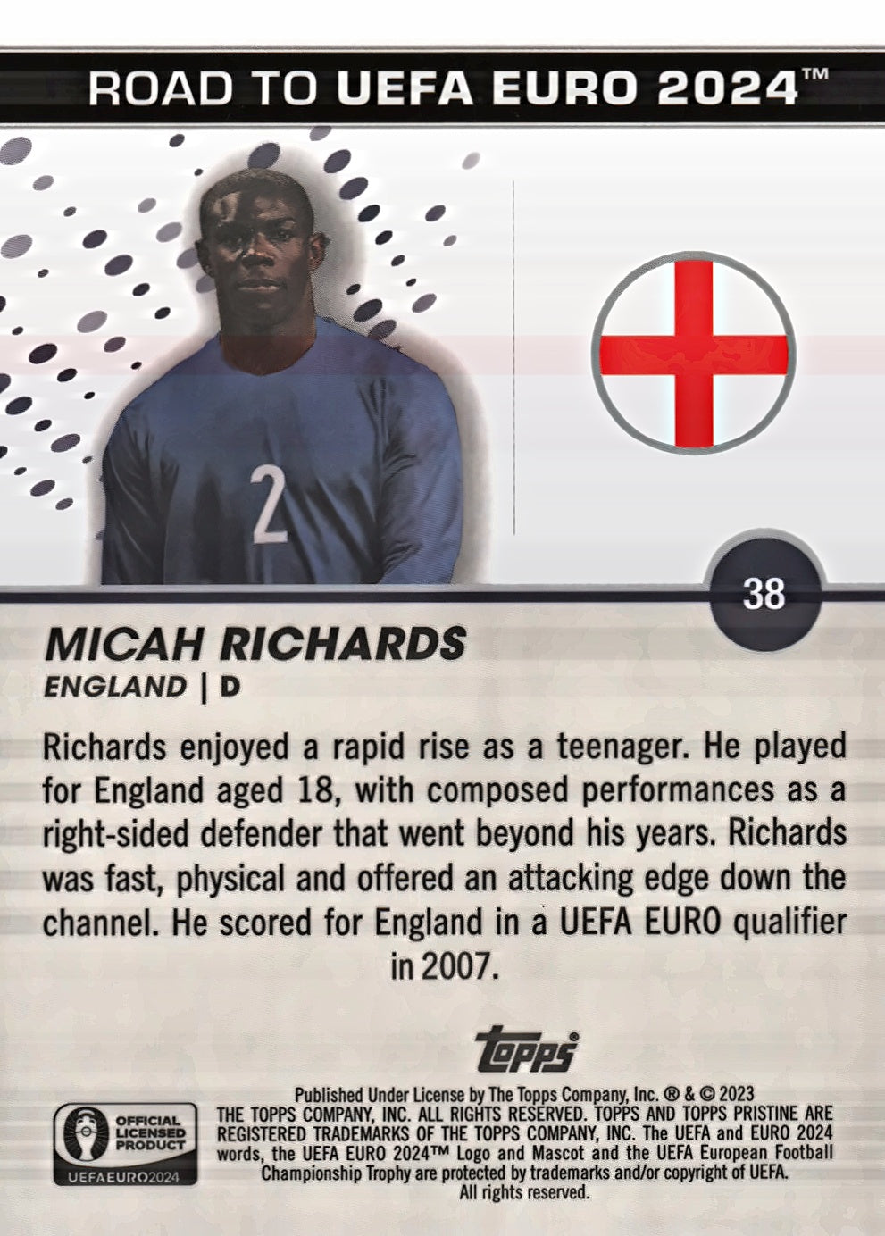 2023 Topps Pristine Road To Euro 2024 Micah Richards #38 England