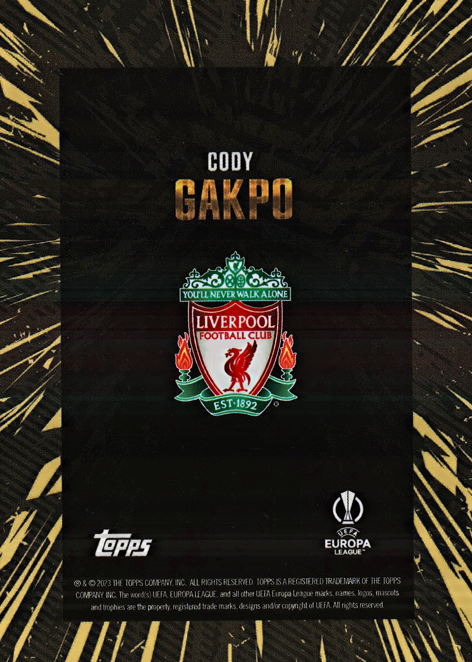 2023 Topps Gold x Whip UCC Cody Gakpo Liverpool