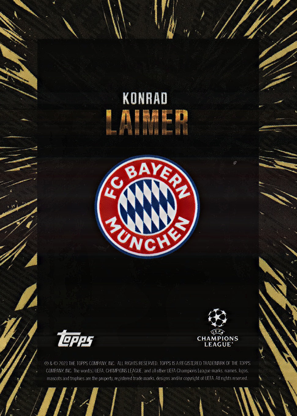 2023 Topps Gold x Whip UCC Konrad Laimer FC Bayern Munchen