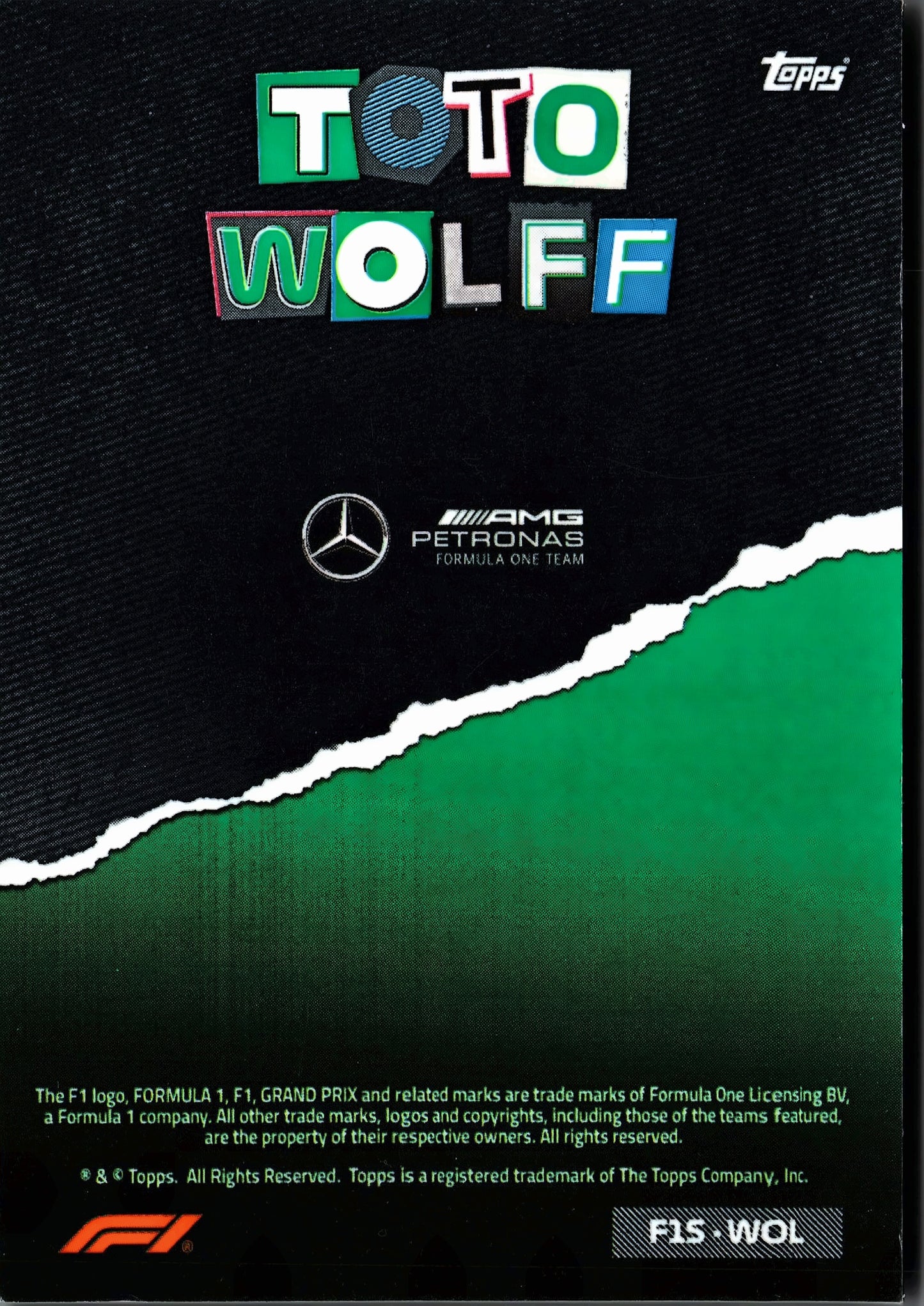 2023 Topps Formula 1 Album Exclusive Toto Wolff #F1S-WOL Mercedes-AMG