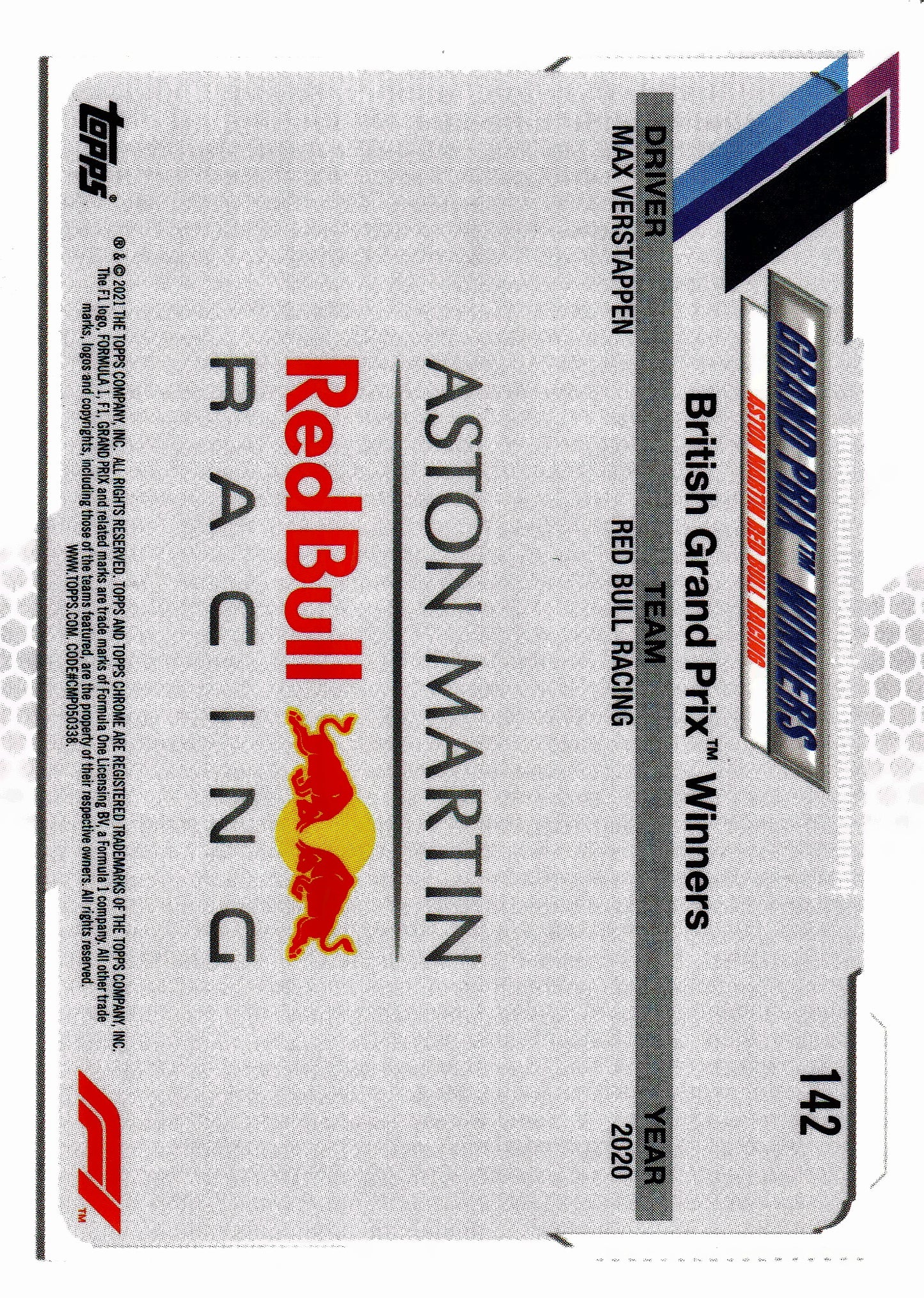 2021 Topps Chrome Sapphire Formula 1 Max Verstappen #142 Red Bull