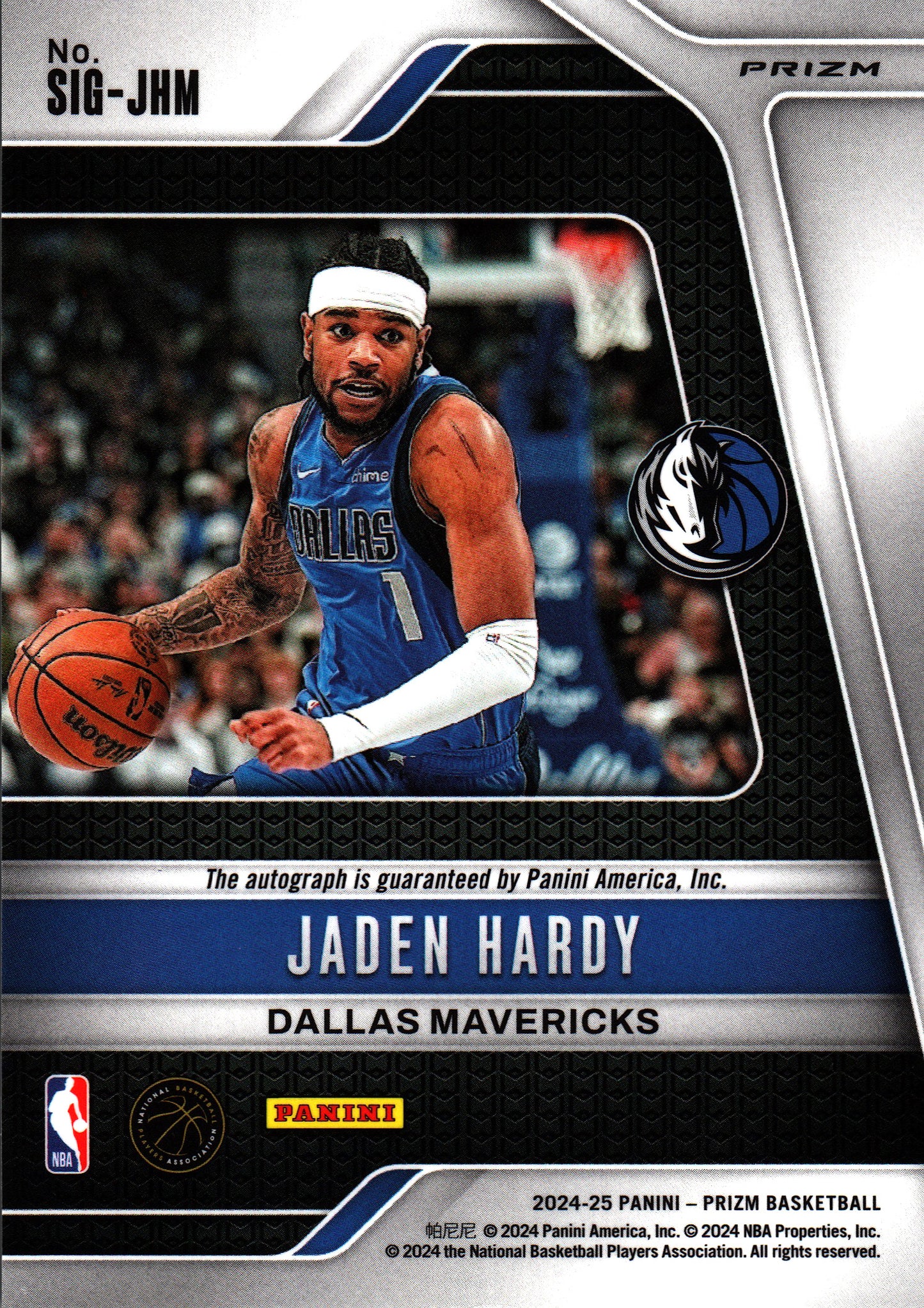 2024 Panini Prizm NBA Blue Wave Autograph Jaden Hardy #SIG-JHM Dallas Mavericks