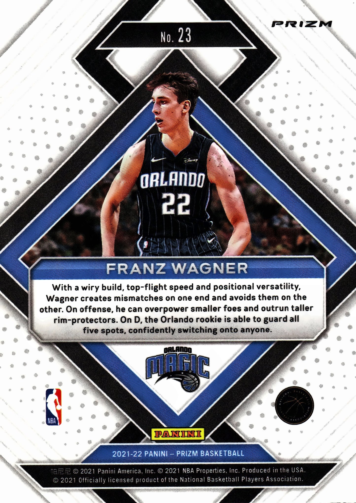 2021 Panini Prizm NBA Emergent Green Wave RC Franz Wagner #23 Orlando Magic