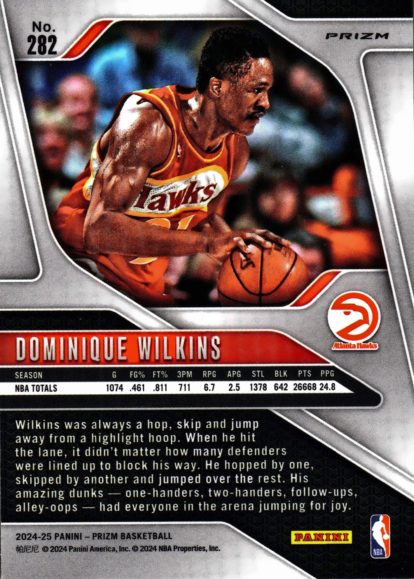 2024 Panini Prizm Silver Dominique Wilkins #282 Atlanta Hawks