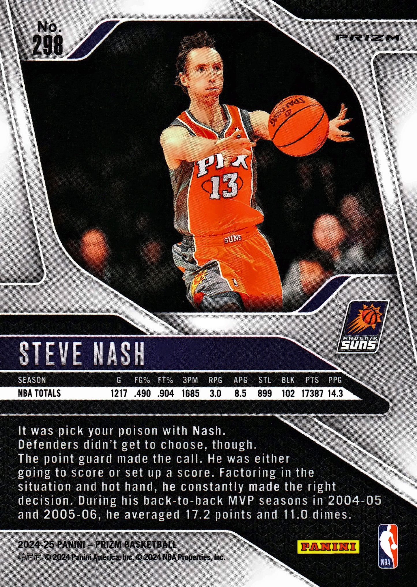 2024 Panini Prizm Silver Steve Nash #298 Phoenix Suns
