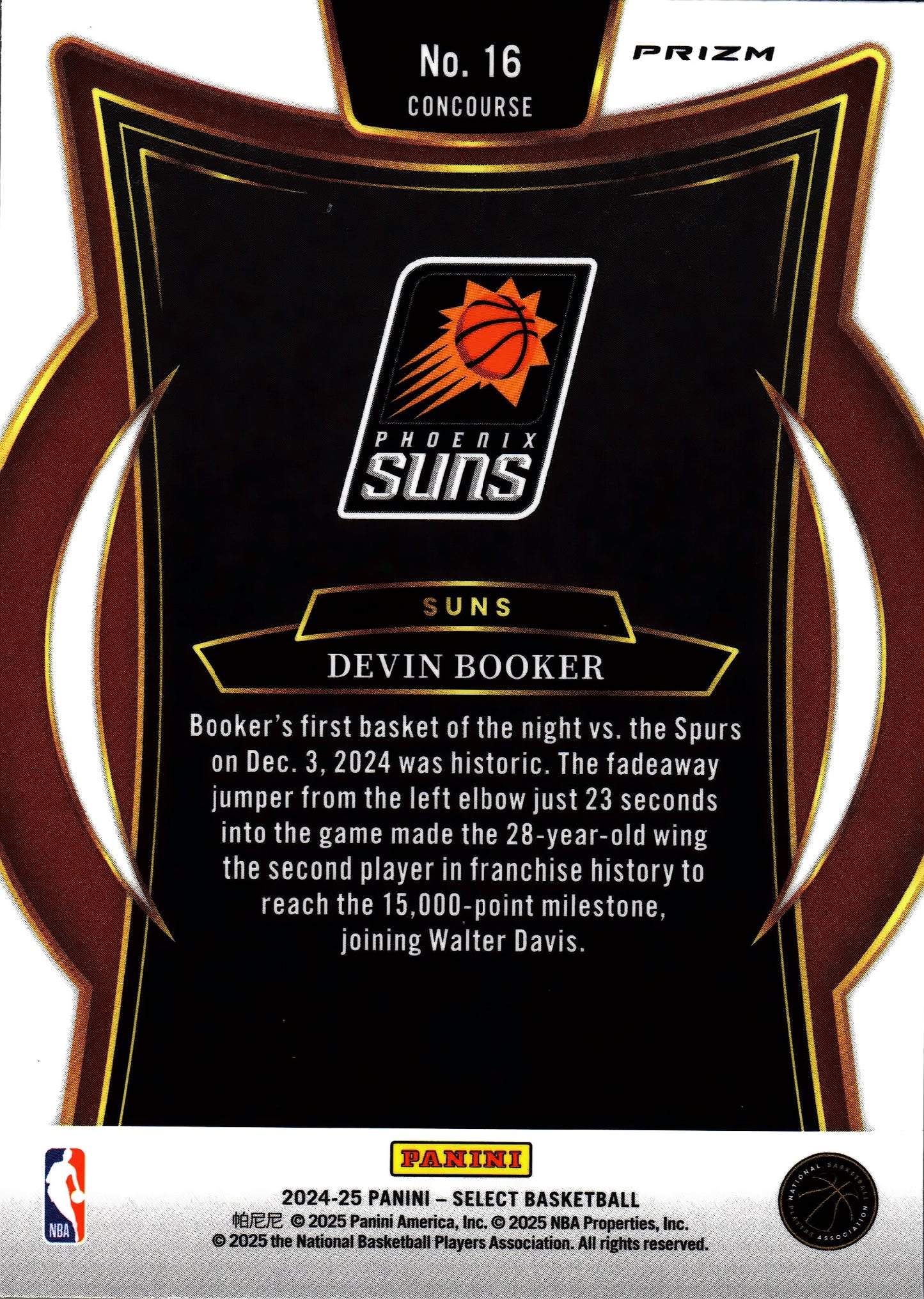 2024 Panini Select NBA Orange Flash Prizm Devin Booker #16 Phoenix Suns