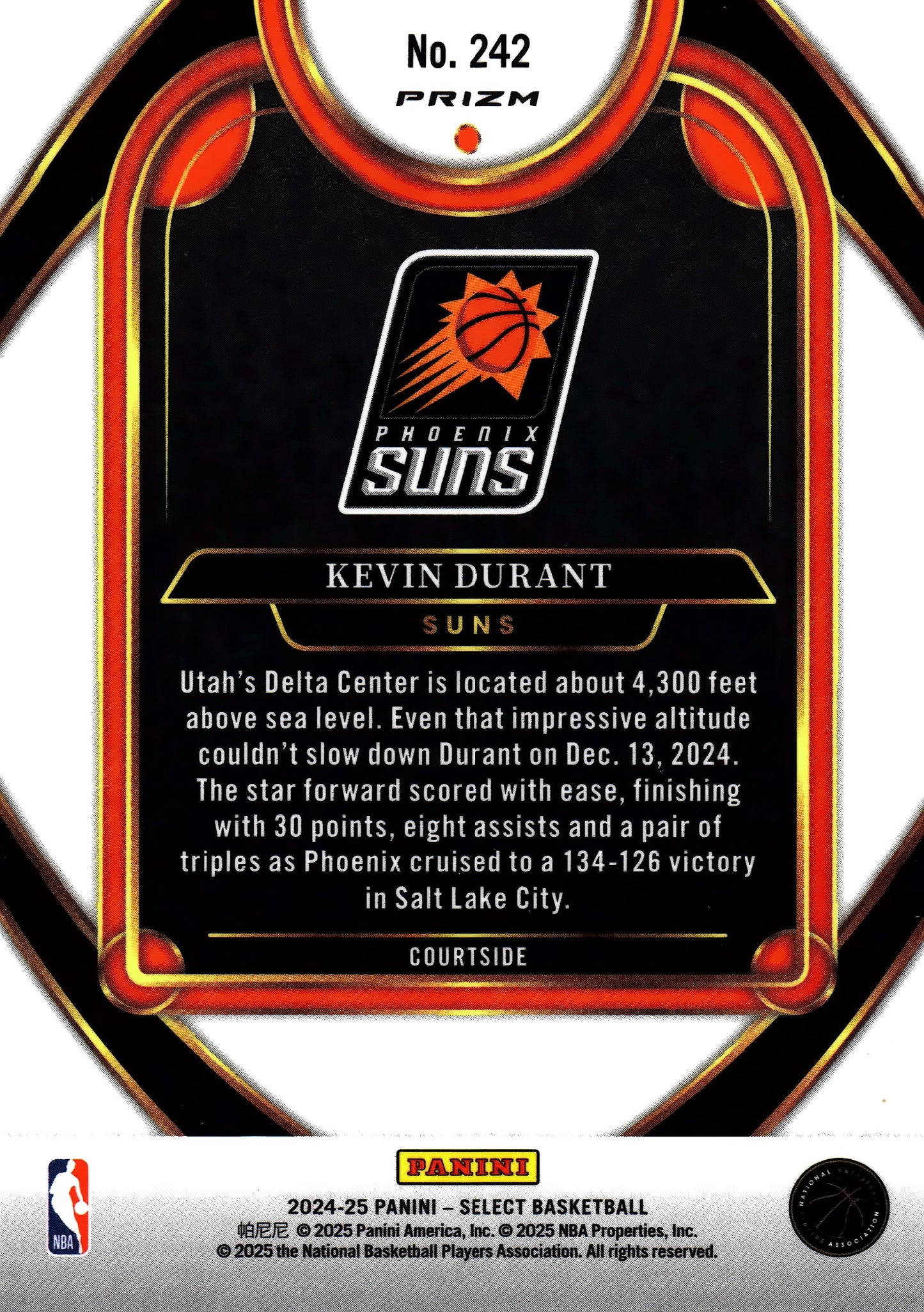 2024 Panini Select NBA Green White Purple Prizm Courtside Kevin Durant #242 Phoenix Suns