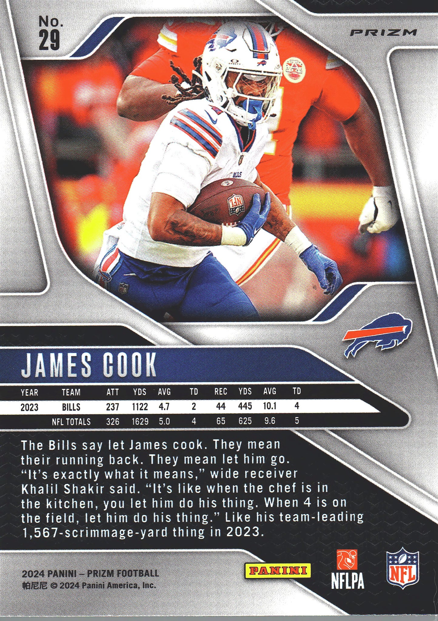 2024 Panini Prizm Neon Green Pulsar James Cook #29 Buffalo Bills