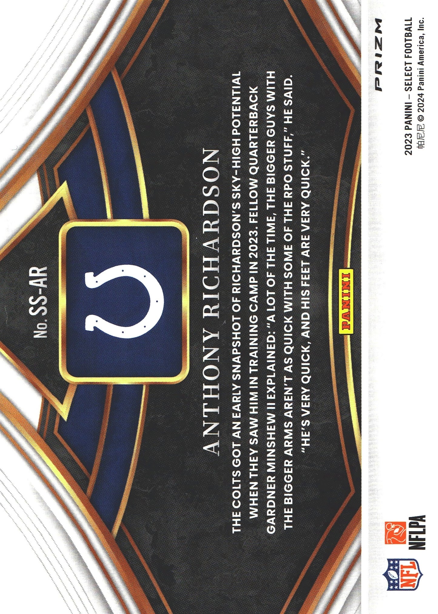 2023 Panini Select Snapshot Silver Anthony Richardson RC #SS-AR Indianapolis Colts