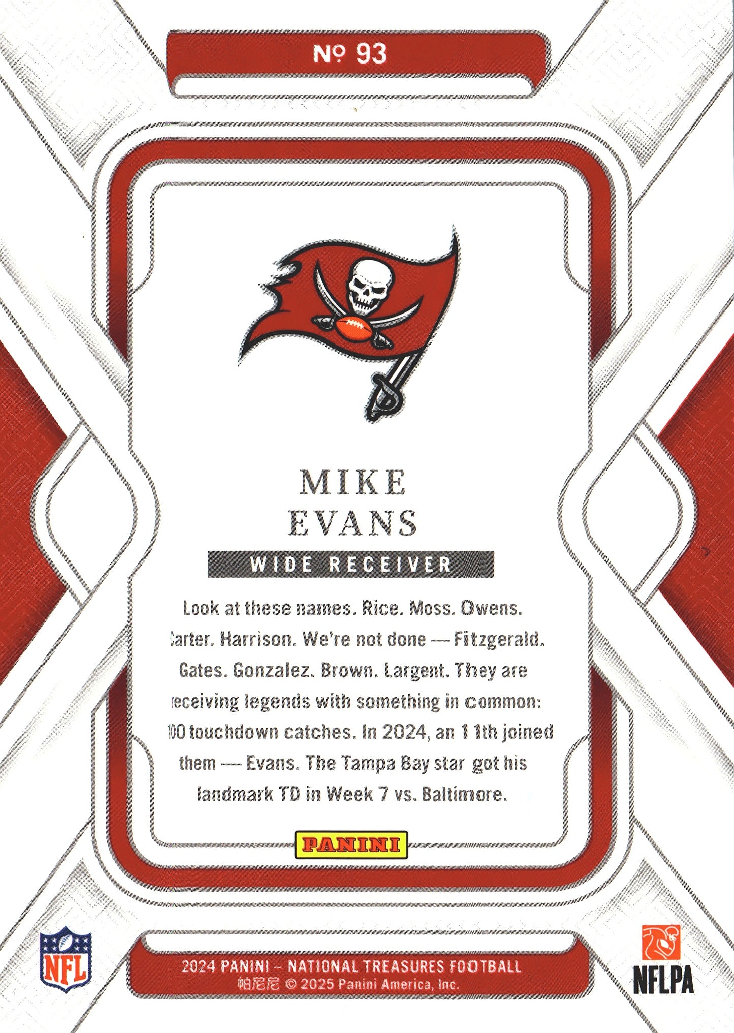 2024 Panini National Treasures Mike Evans /99 #93 Tampa Bay Buccaneers