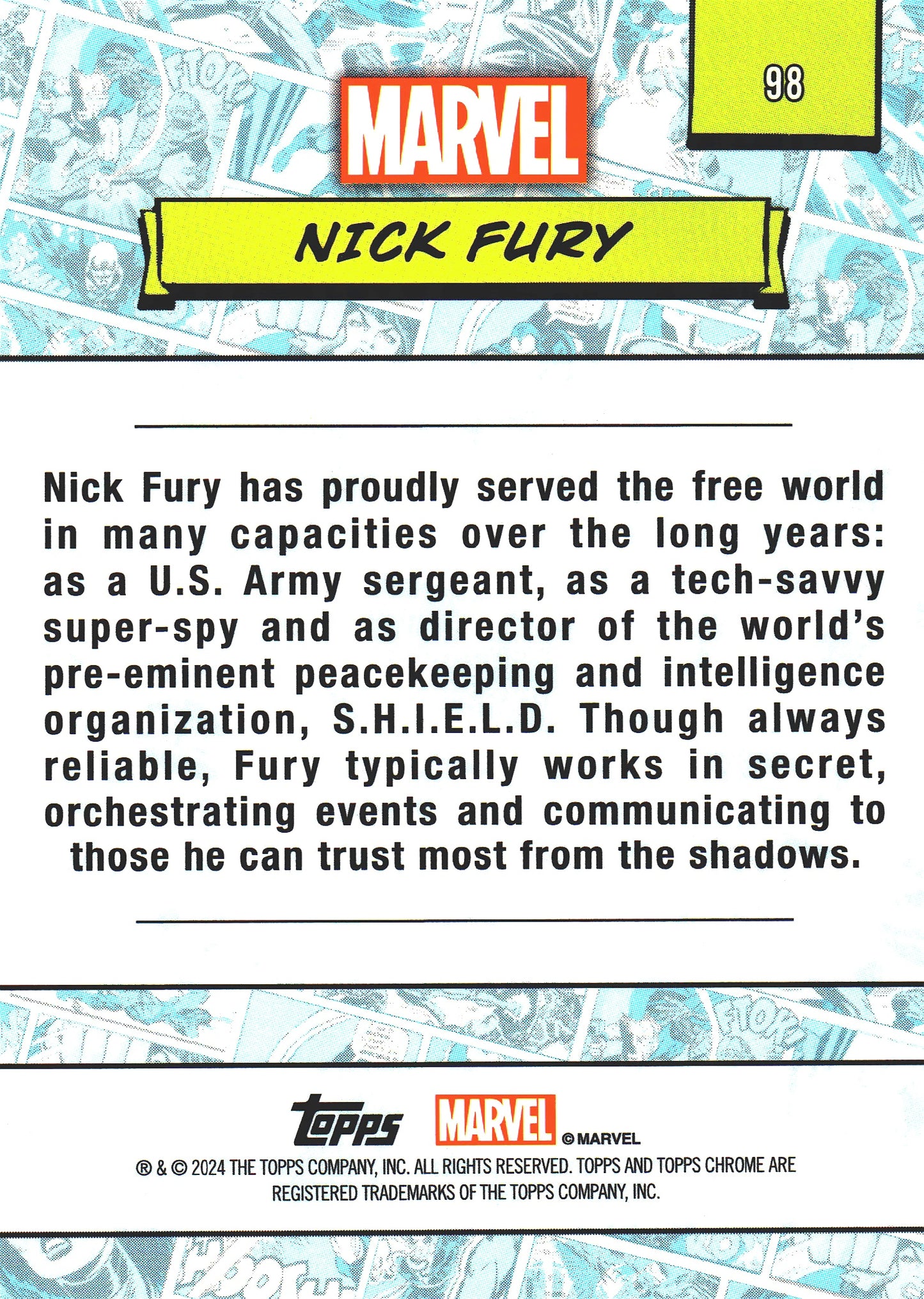 2024 Topps Chrome Marvel Nick Fury #98