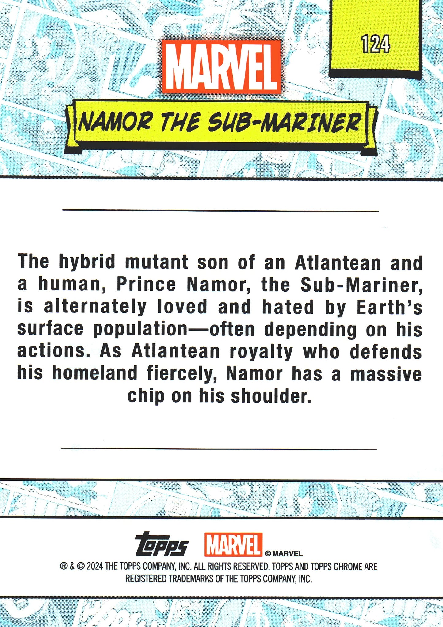 2024 Topps Chrome Marvel Namor the Sub-Mariner #124