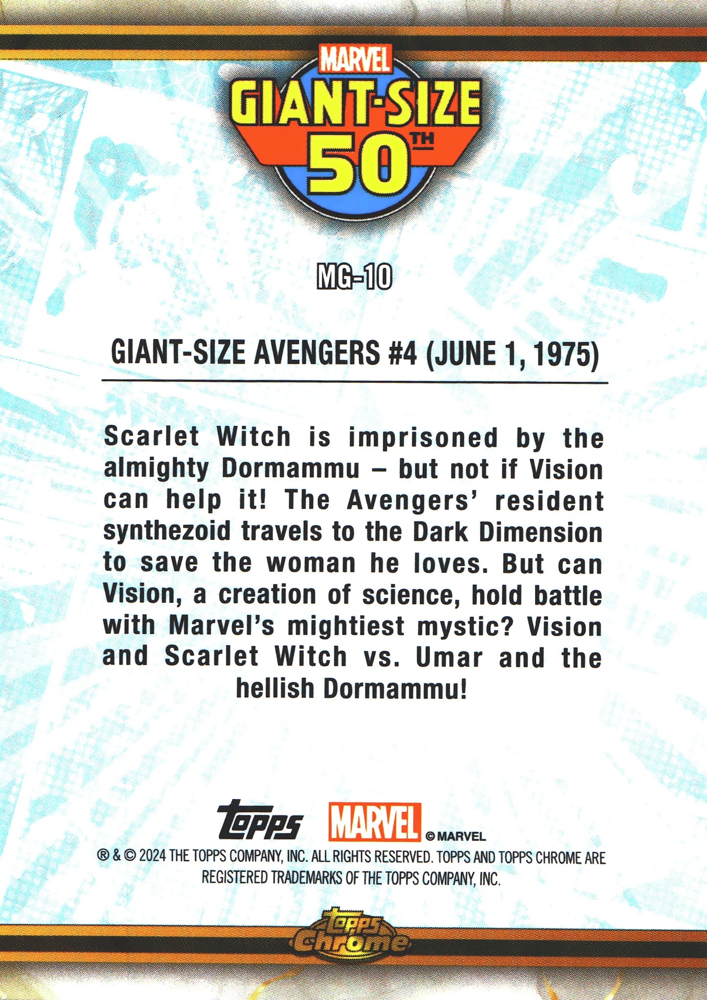 2024 Topps Chrome Marvel Giant Size Avengers #4 #MG-10 (standard size)