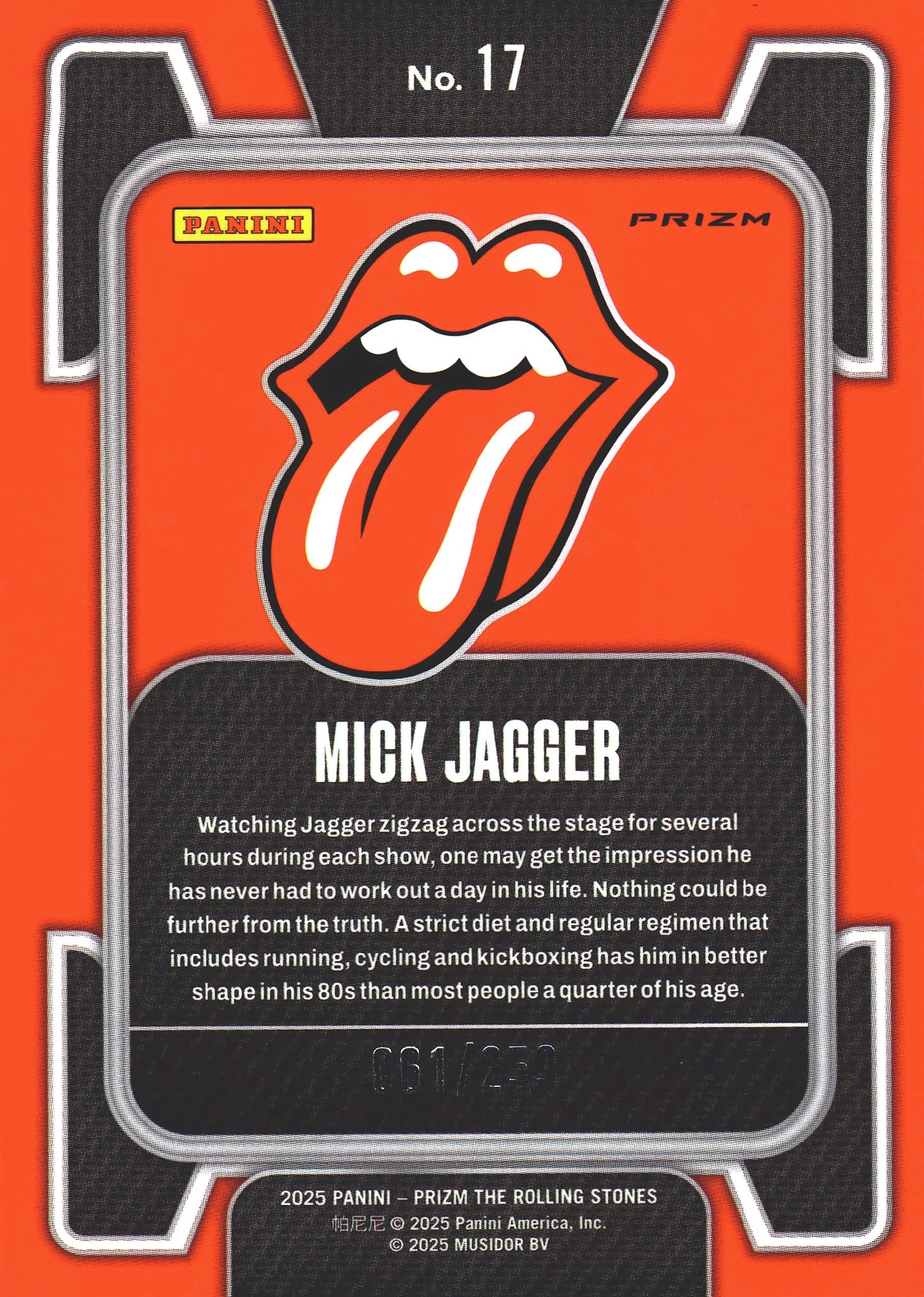 2025 Panini Prizm The Rolling Stones Orange Wave /259 Mick Jagger #17