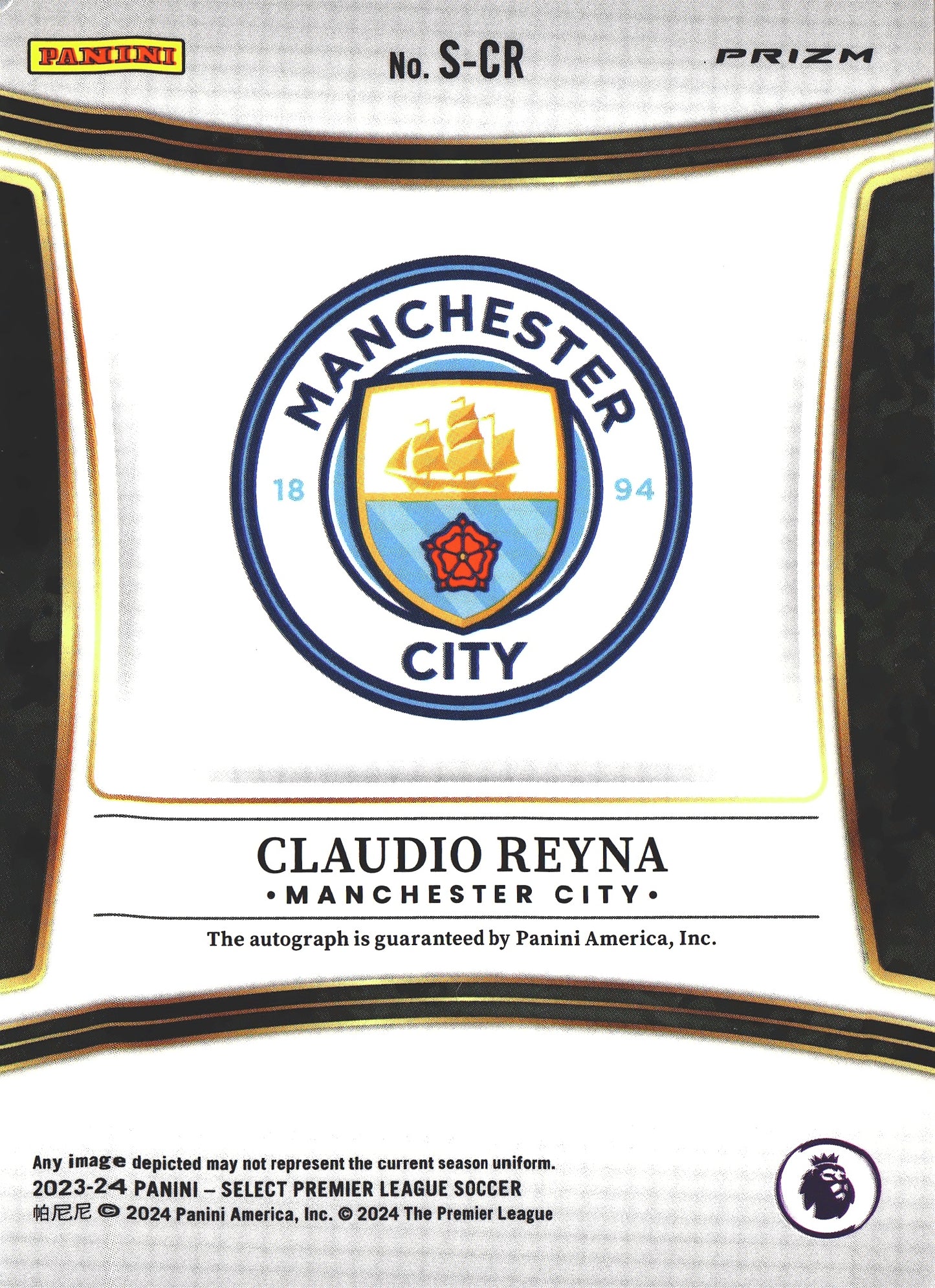2023 Panini Select Premier League Autograph Claudio Reyna #S-CR Manchester City