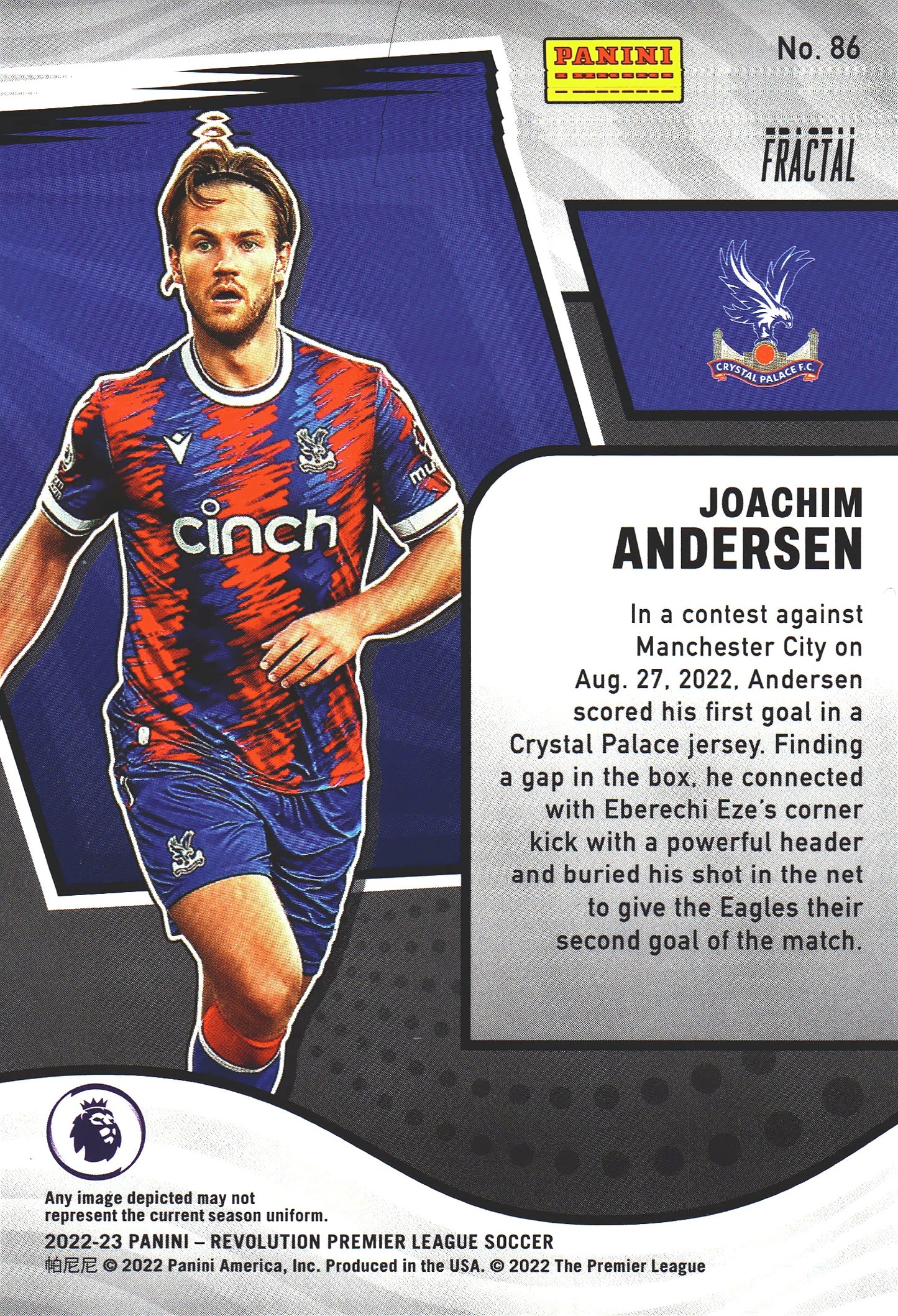 2022 Panini Revolution Premier League Fractal Joachim Andersen #86 Crystal Palace