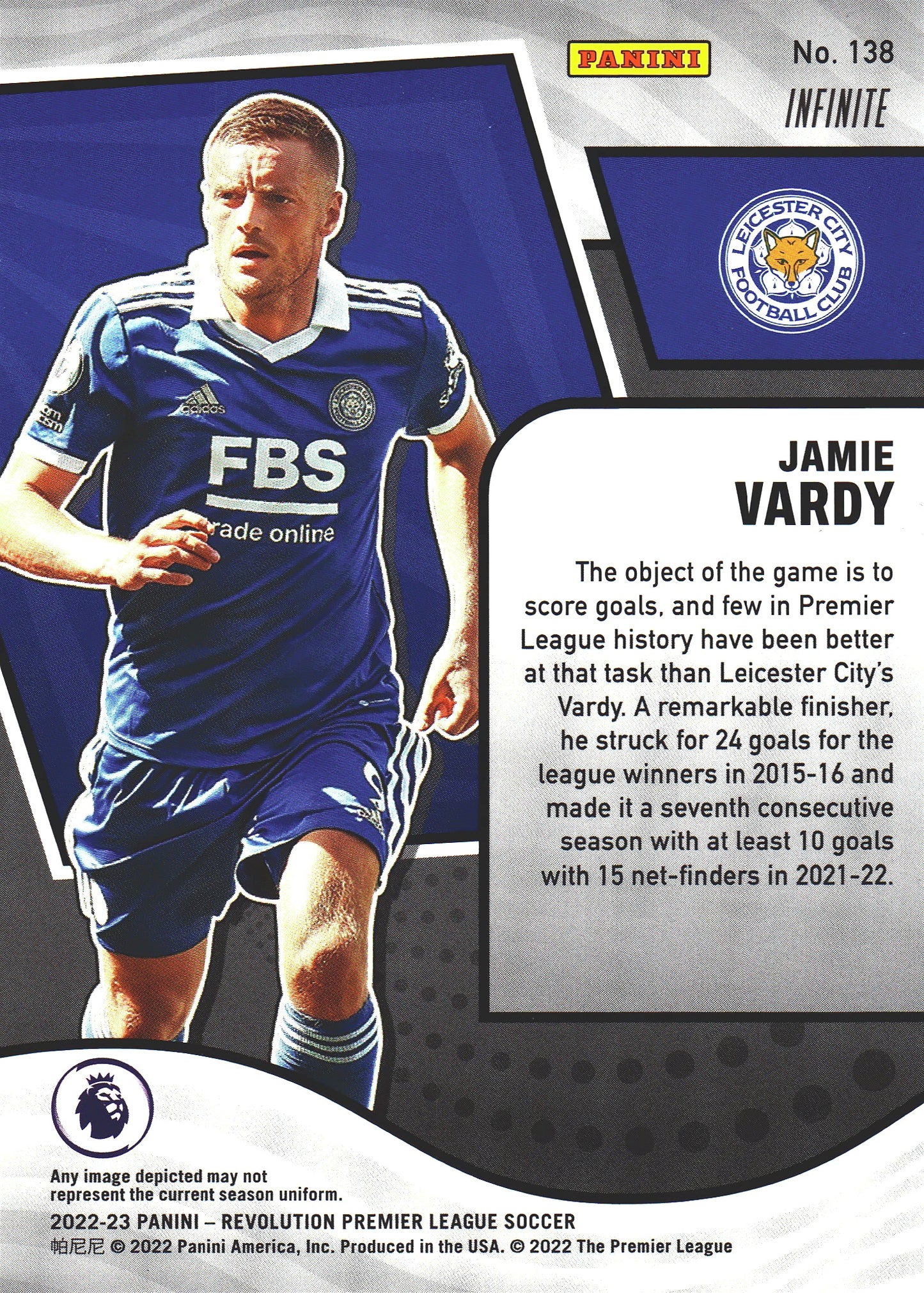 2022 Panini Revolution Premier League Infinite Jamie Vardy #138 Leicester City