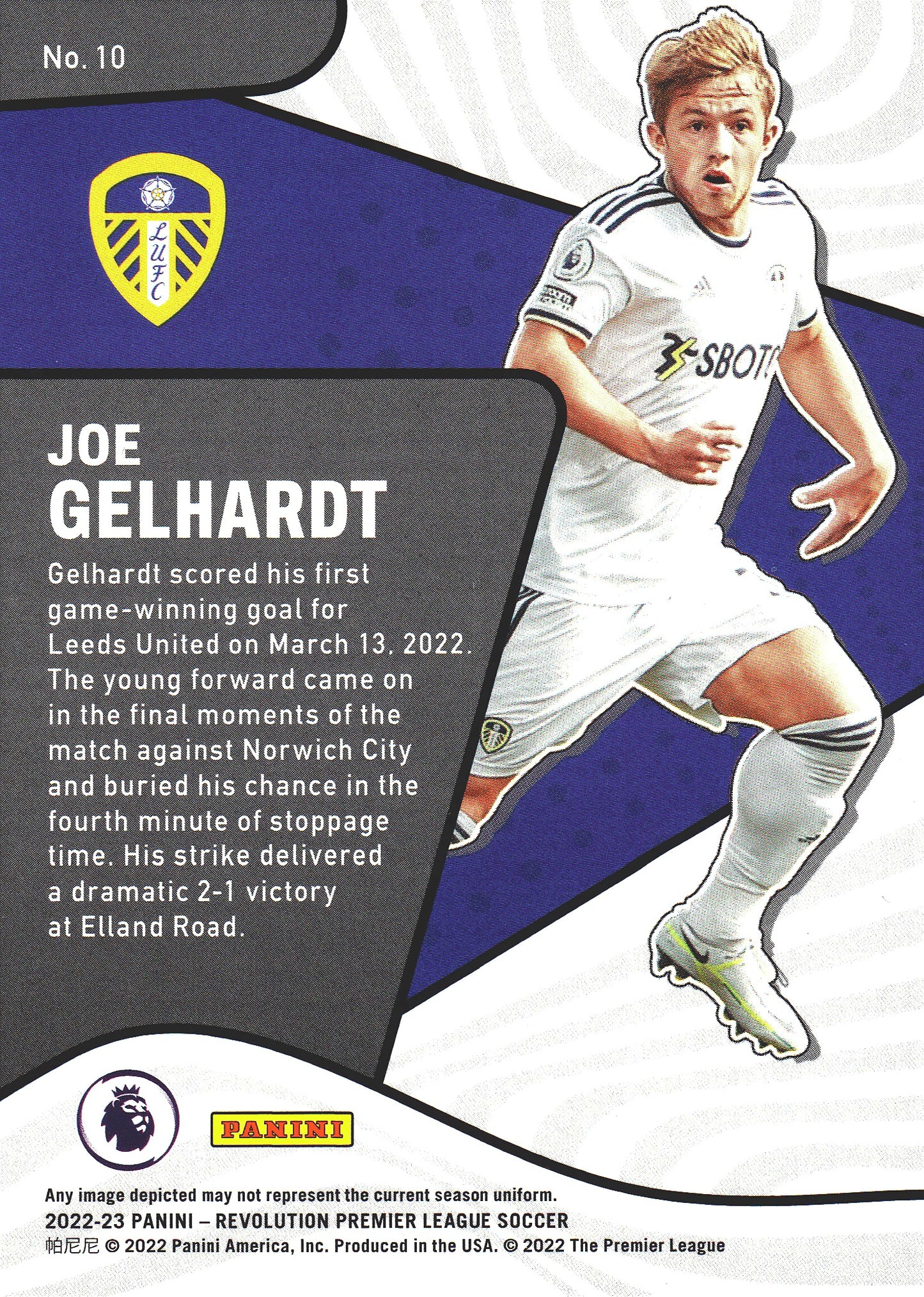2022 Panini Revolution Premier League Futures Joe Gelhardt #10 Leeds United