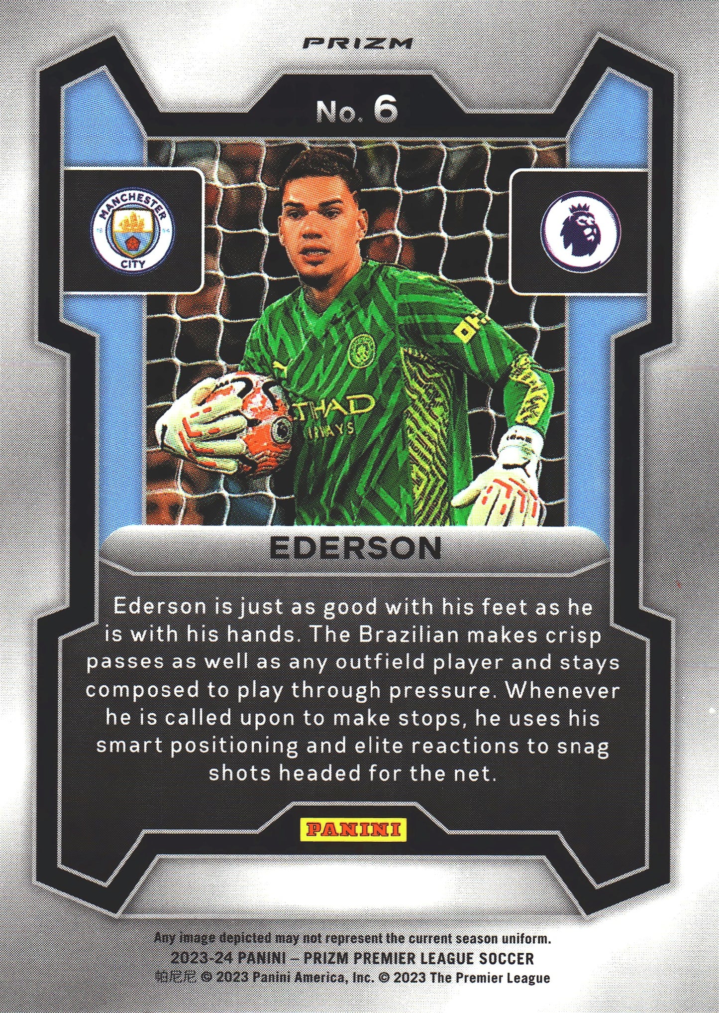 2023 Panini Prizm Premier League SSP Tiger Stripes Ederson #6 Manchester City