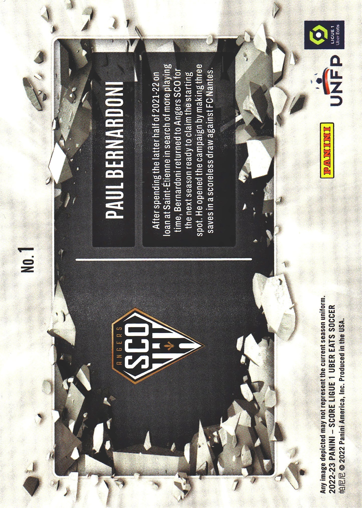 2022 Panini Score Ligue 1 Breakthrough Paul Bernardoni RC #1 Angers SCO