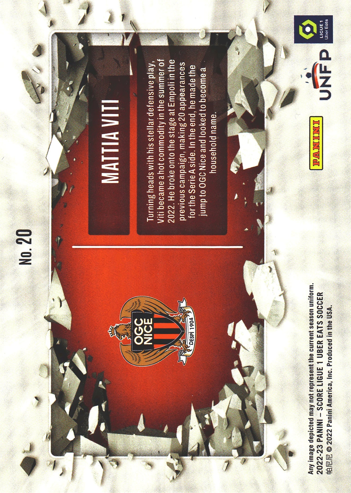 2022 Panini Score Ligue 1 Breakthrough Mattia Viti #20 OGC Nice