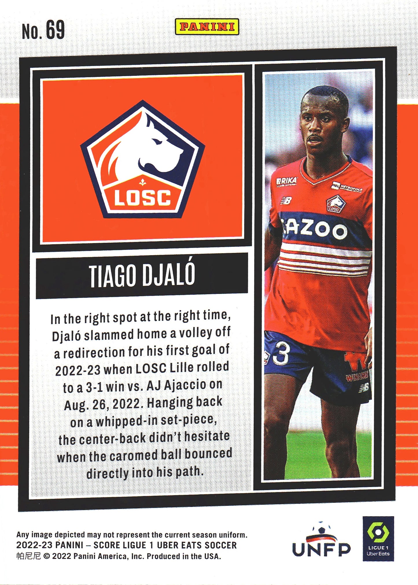 2022 Panini Score Ligue 1 Swirl RC Tiago Djalo #69 LOSC Lille