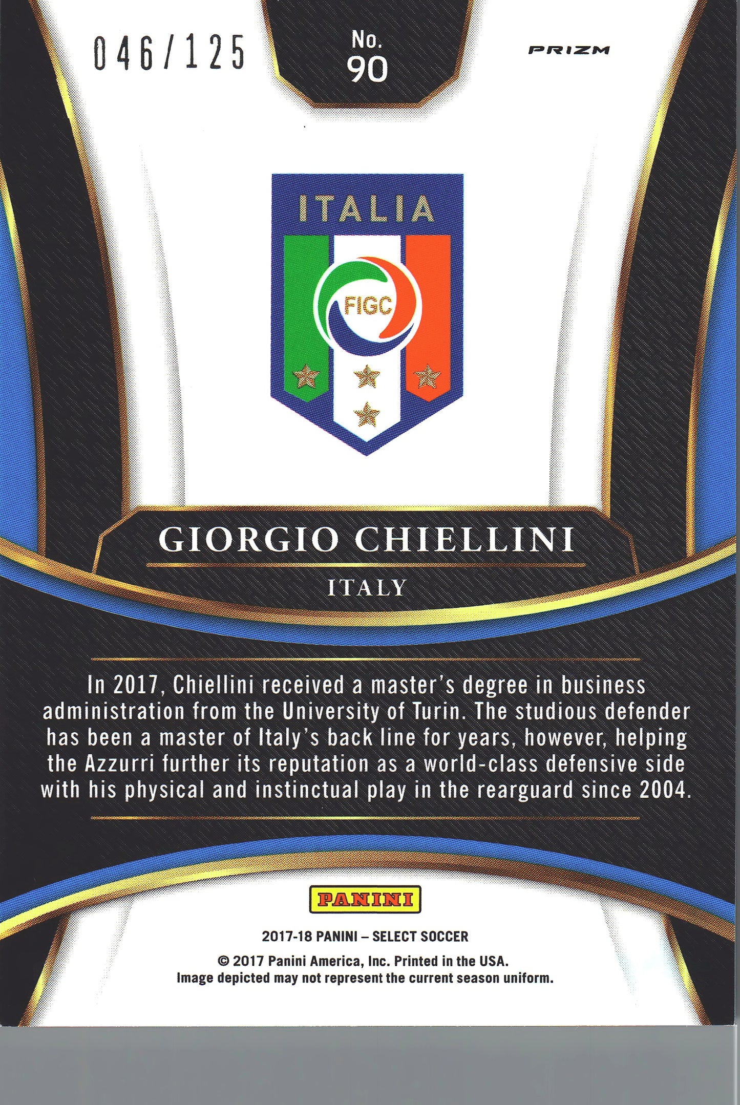 2017 Panini Select Giorgio Chiellini #90 Italie Pink Prizm /125