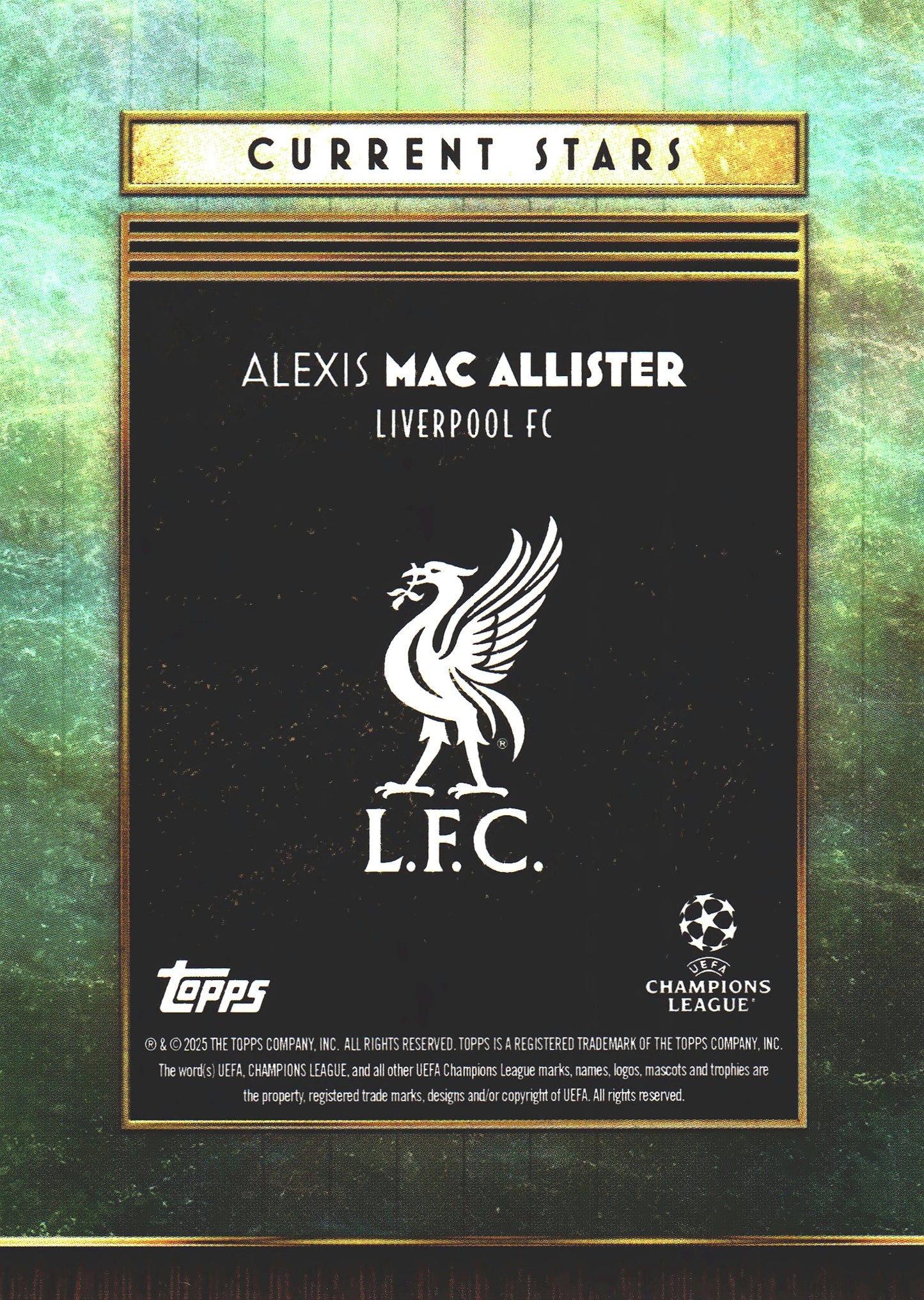 2025 Topps Deco UCC Current Stars Green /75 Alexis Mac Allister Liverpool FC