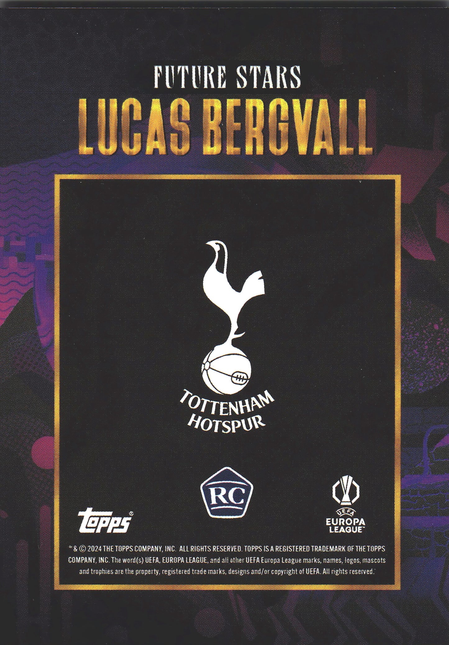 2024 Topps Gold x Walkertkl Futures Stars Lucas Bergvall RC Tottenham Hotspur
