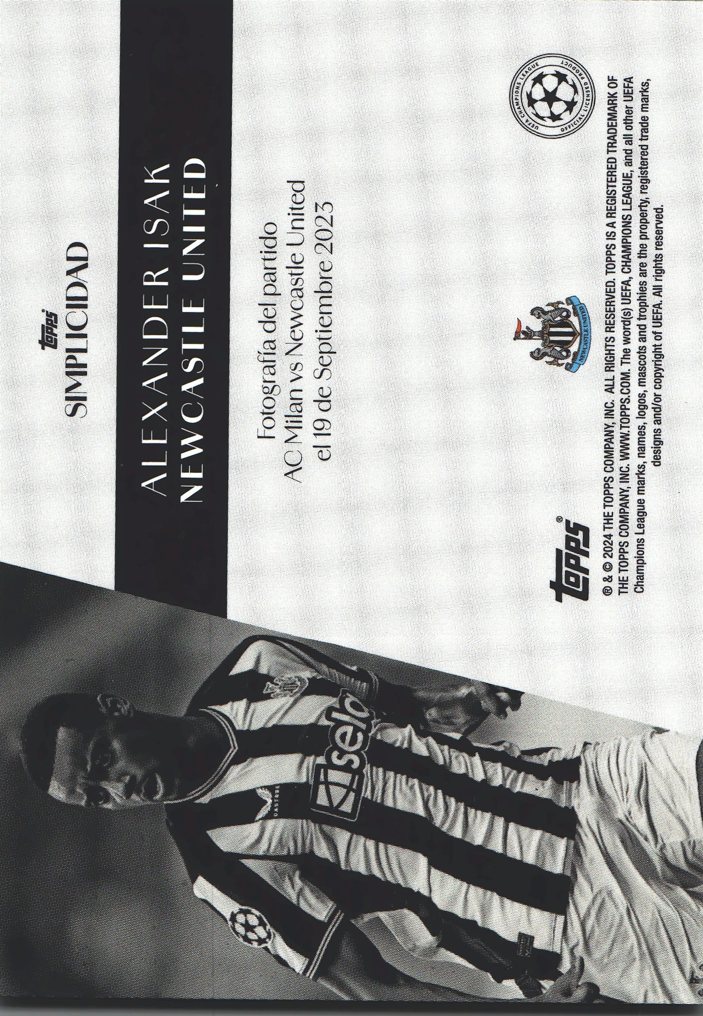 2023 Topps Simplicidad UCC Alexander Isak Newcastle United