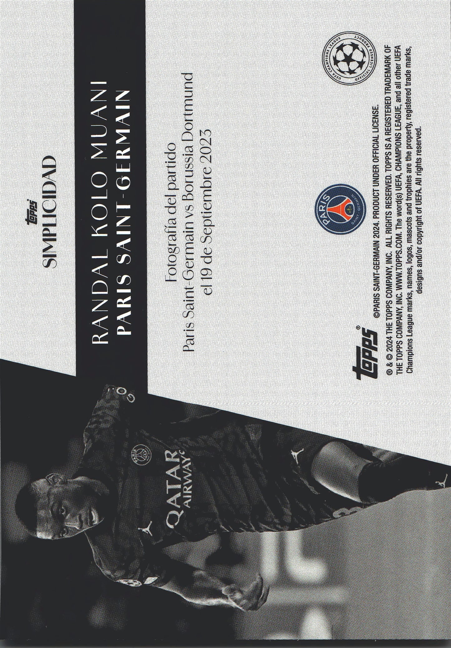 2023 Topps Simplicidad UCC Randal Kolo Muani Paris Saint-Germain