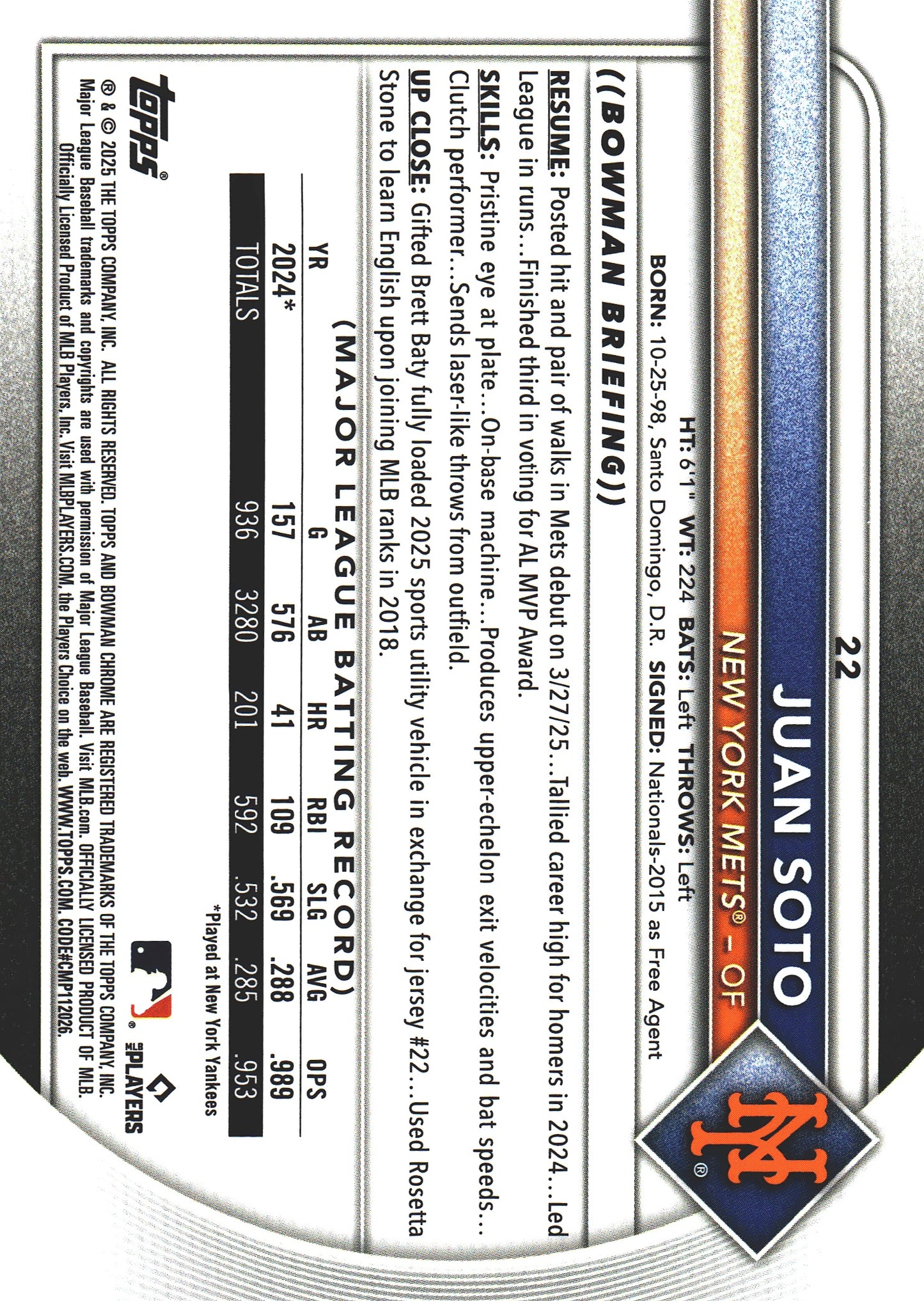 2025 Topps Bowman Chrome Juan Soto Geometric /499 #22 New York Mets