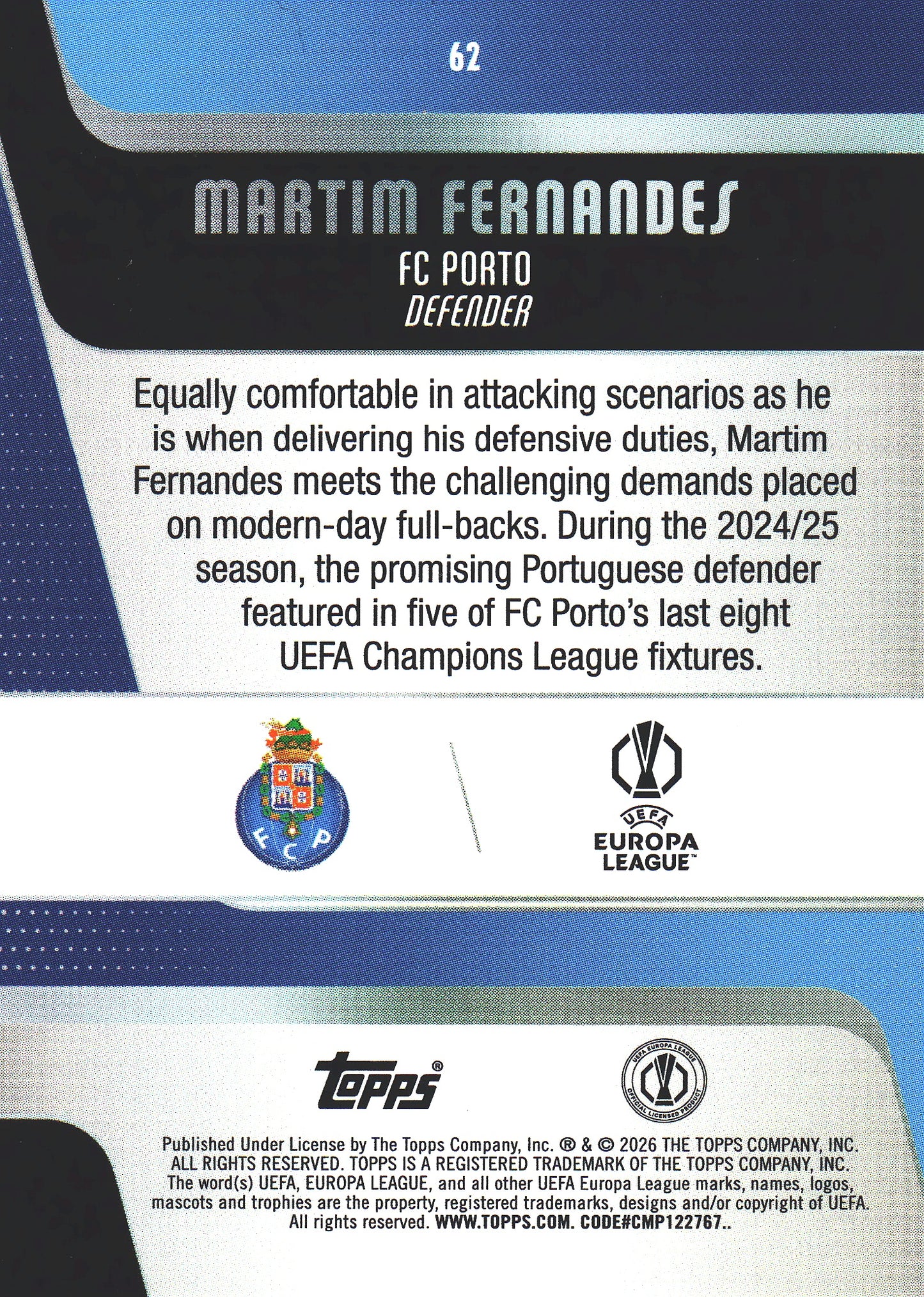 2025 Topps UCC Martim Fernandes #62 FC Porto