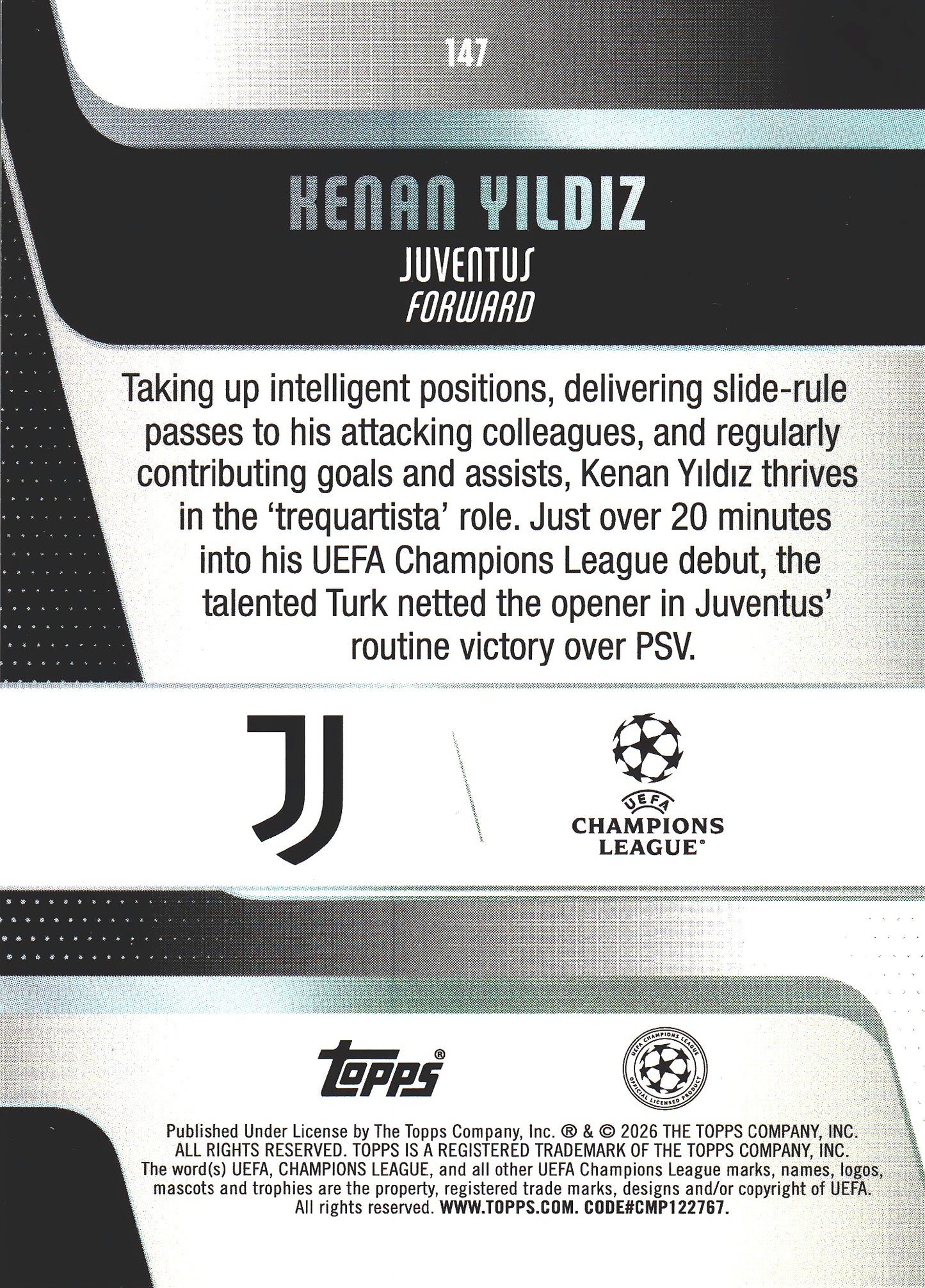 2025 Topps UCC Kenan Yildiz #147 Juventus