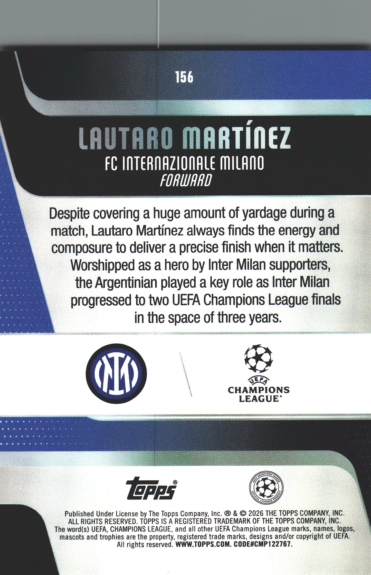 2025 Topps UCC Lautaro Martinez #156 Inter Milan