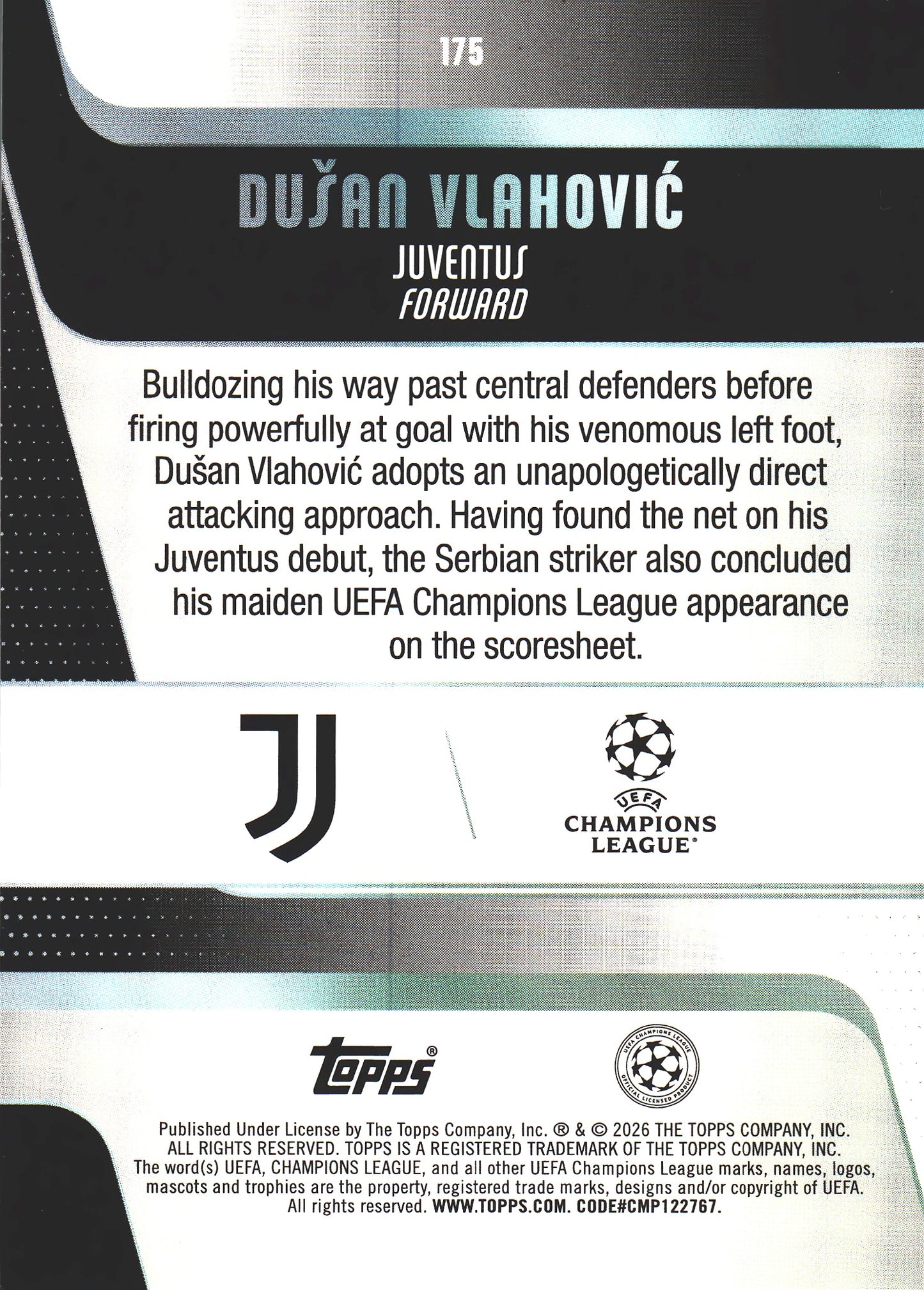 2025 Topps UCC Dusan Vlahovic #175 Juventus