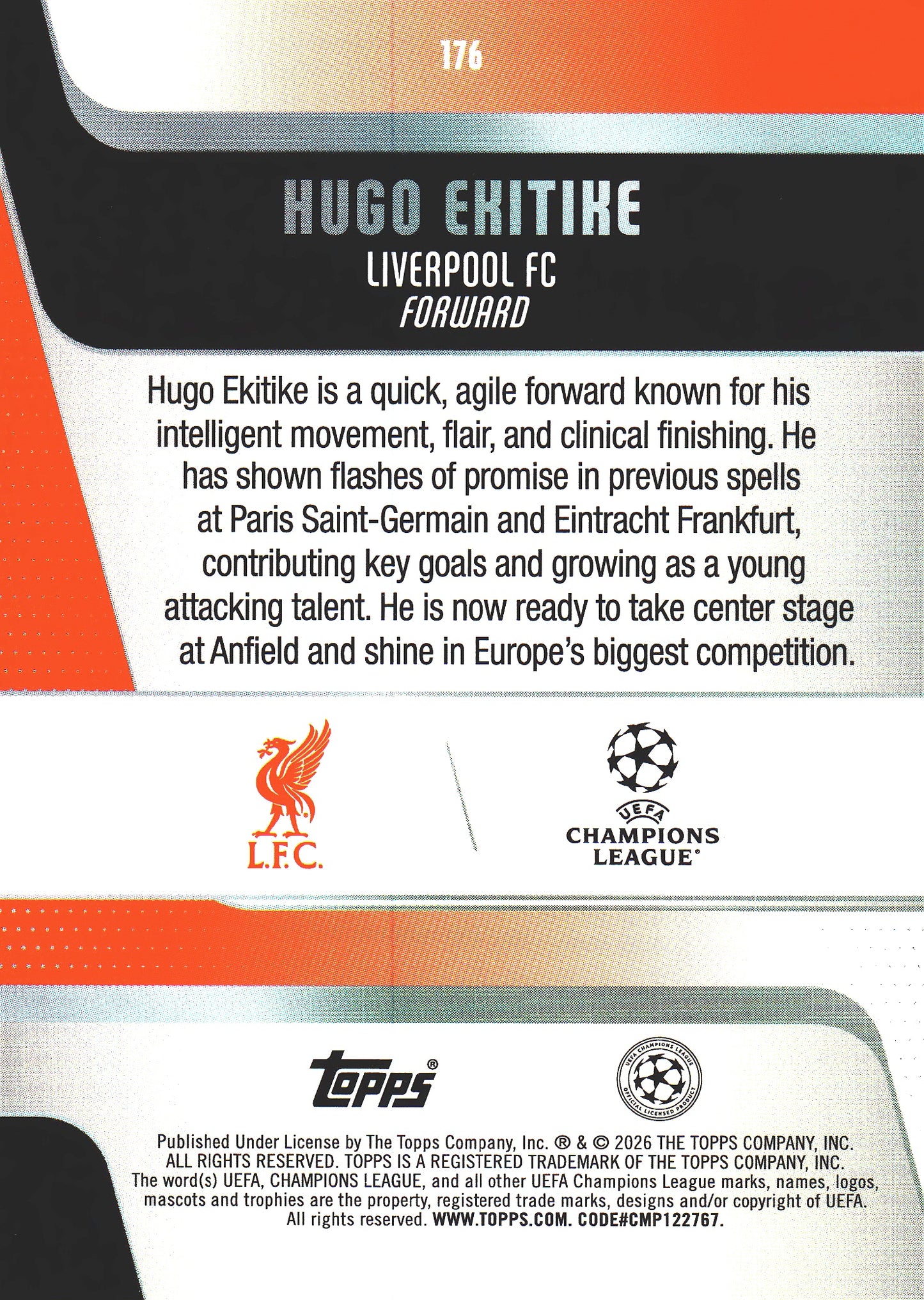 2025 Topps UCC Hugo Ekitike #176 Liverpool