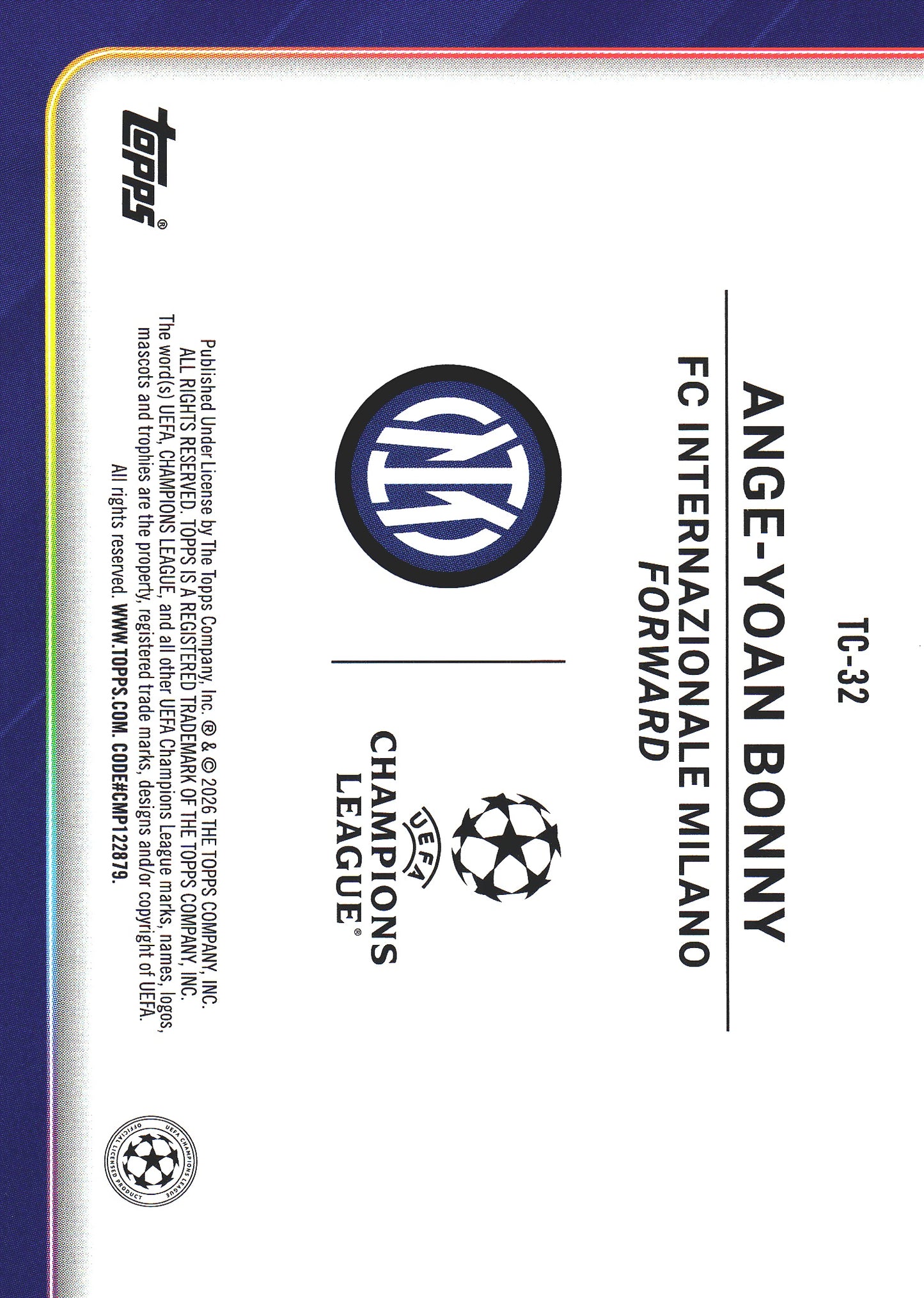 2025 Topps UCC Trophy Chasers Ange-Yoan Bonny #TC-32 Inter Milan