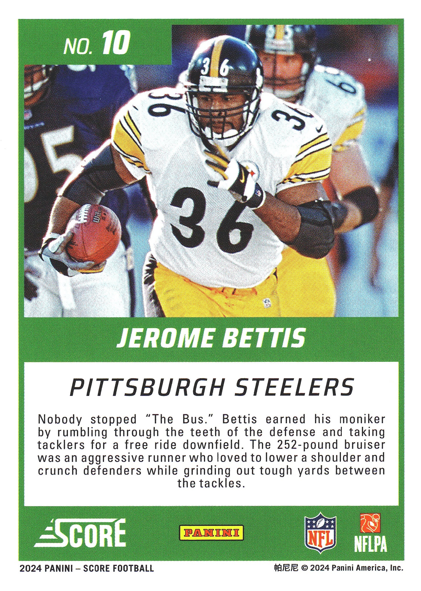 2024 Panini Score Jerome Bettis First Ballot #10 Pittsburgh Steelers